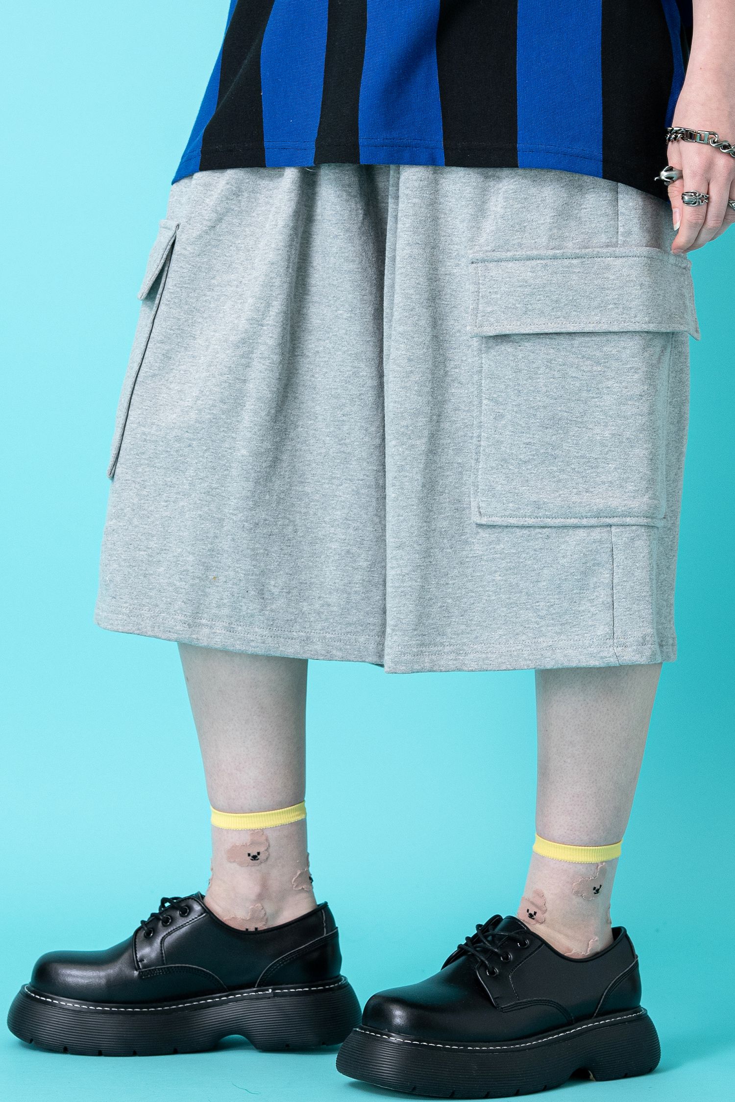 skoot ハーフパンツ XL ナイロン混ドロストカーゴワイドハーフパンツ 