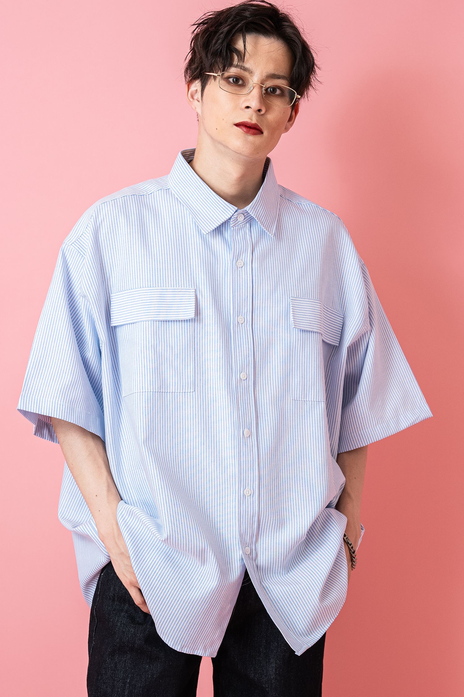 [小さいサイズ]ビックシルエットストライプシャツ(セットアップ対応) Maison de CINQ｜[小さいサイズ]ビックシルエットストライプ