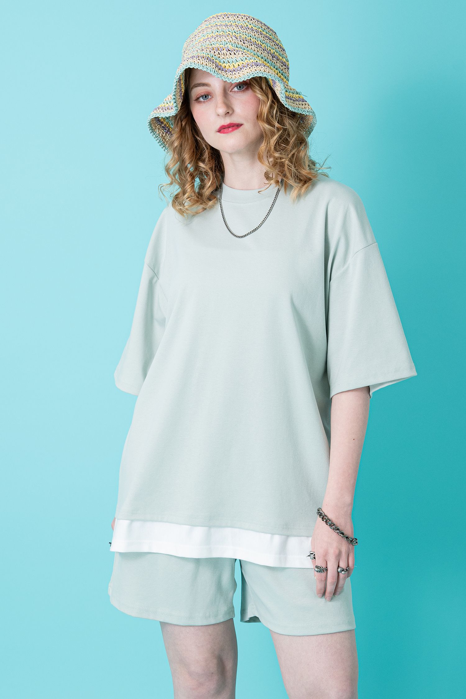 alo ライトブルー フリル付きショートパンツ パンツ 「セットアップ