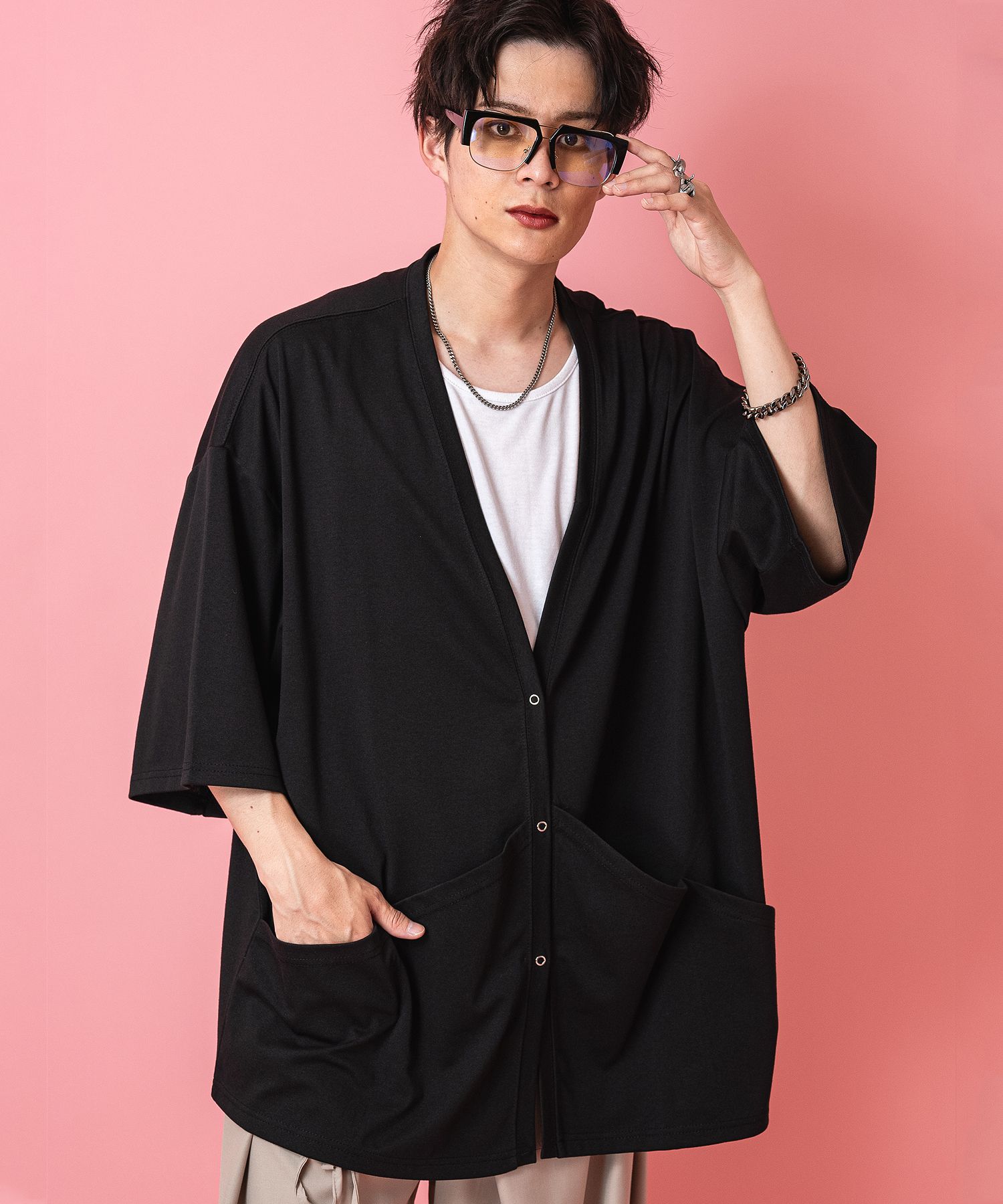 a.p.o.v. -ankoROCK's select- ビッグポケットオーバーサイズ半袖カーディガン / メンズ レディース カットソー