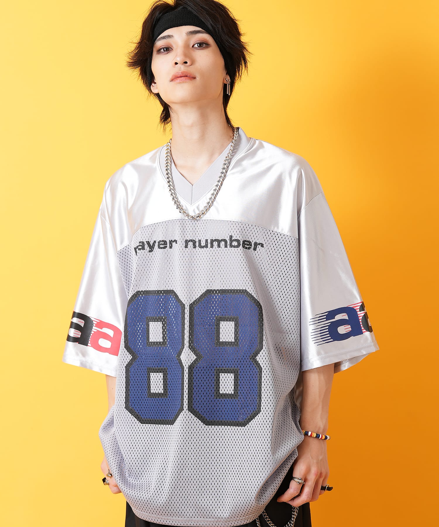 コンビメッシュナンバリングフットボールシャツ / 半袖 Tシャツ メンズ 