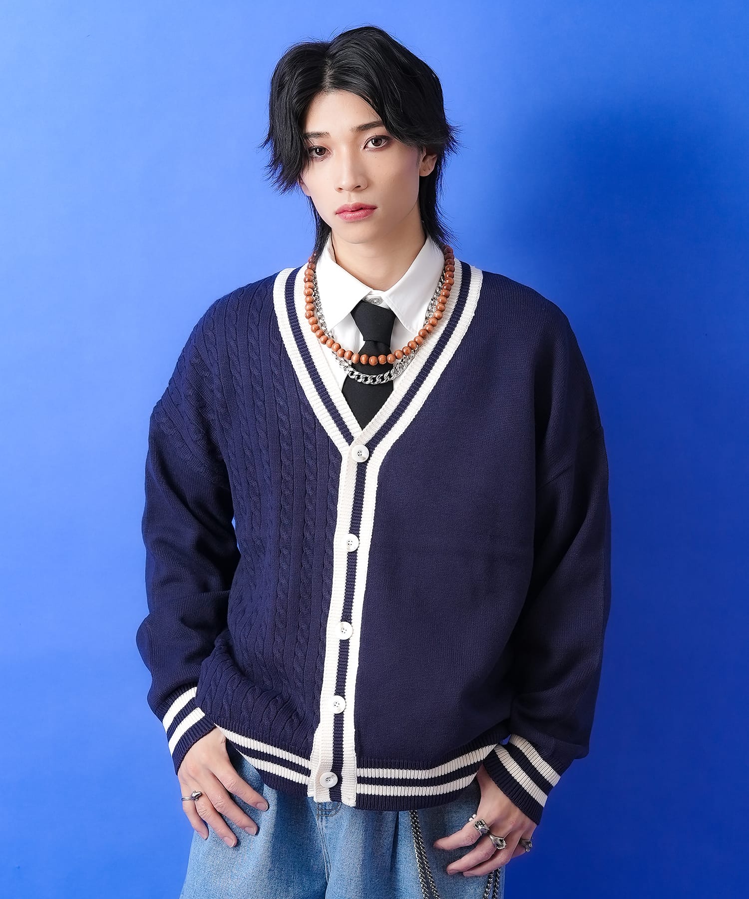 K.T キヨコ タカセ] パイル編み Vネックカーディガン パイル編み V 