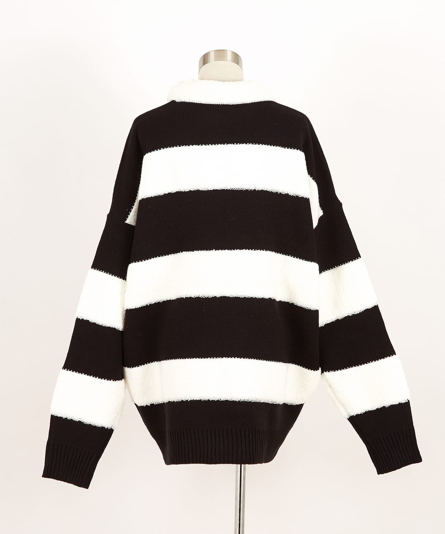 3Dパイルボアボーダーモックネックニットセーター / メンズ