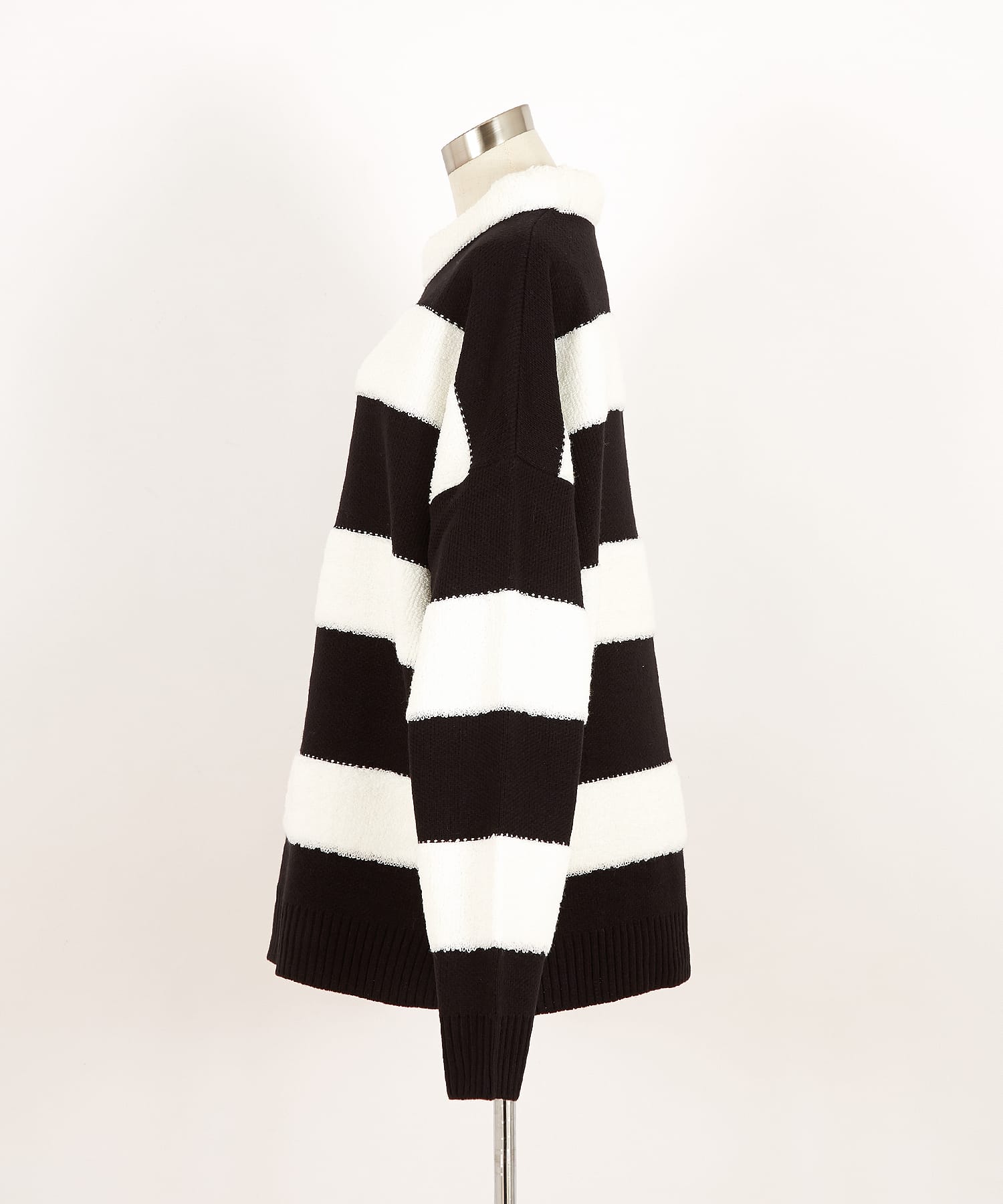 3Dパイルボアボーダーモックネックニットセーター / メンズ