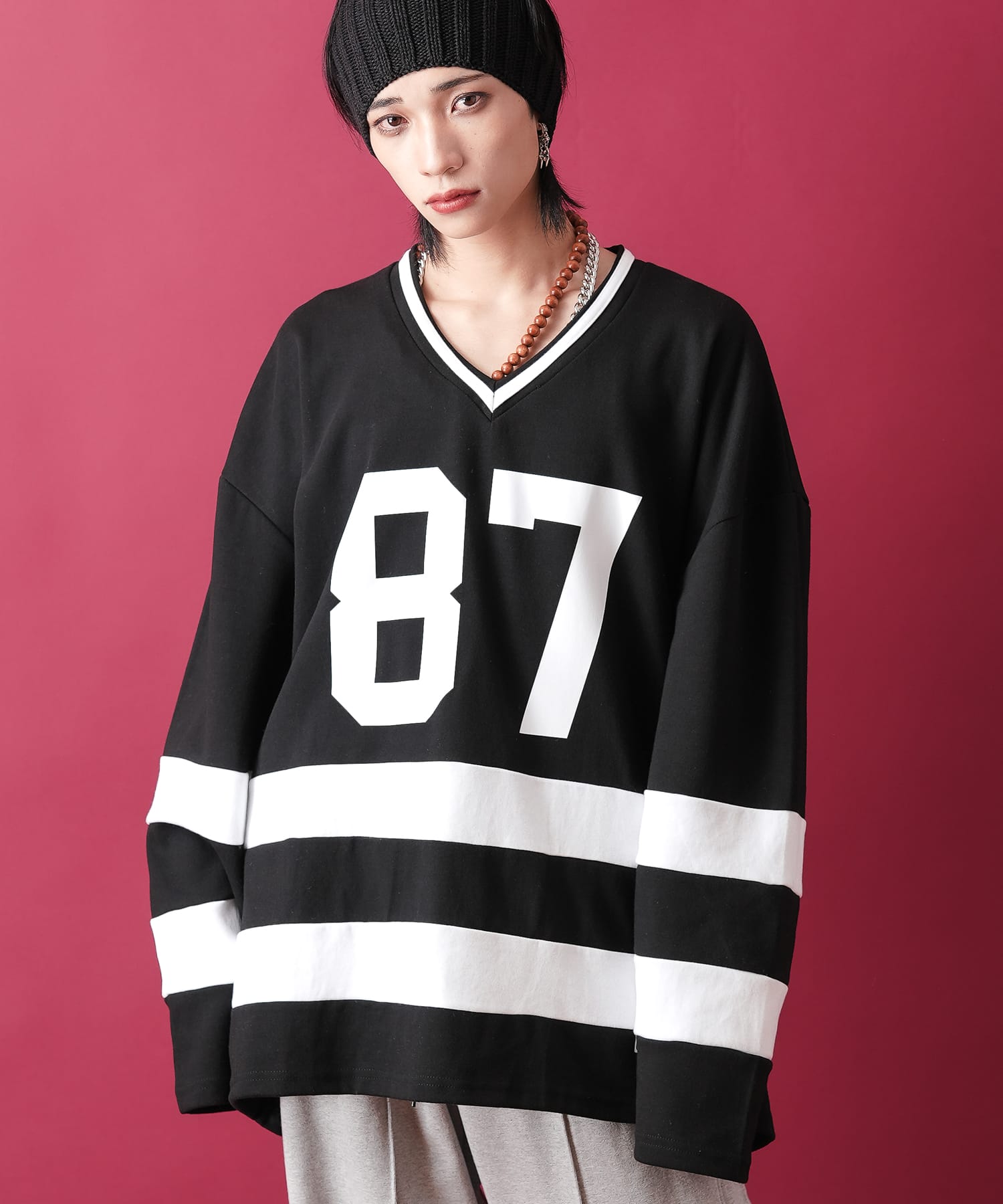 a.p.o.v.  ホッケージャージデザインオーバーサイズスウェットカットソー