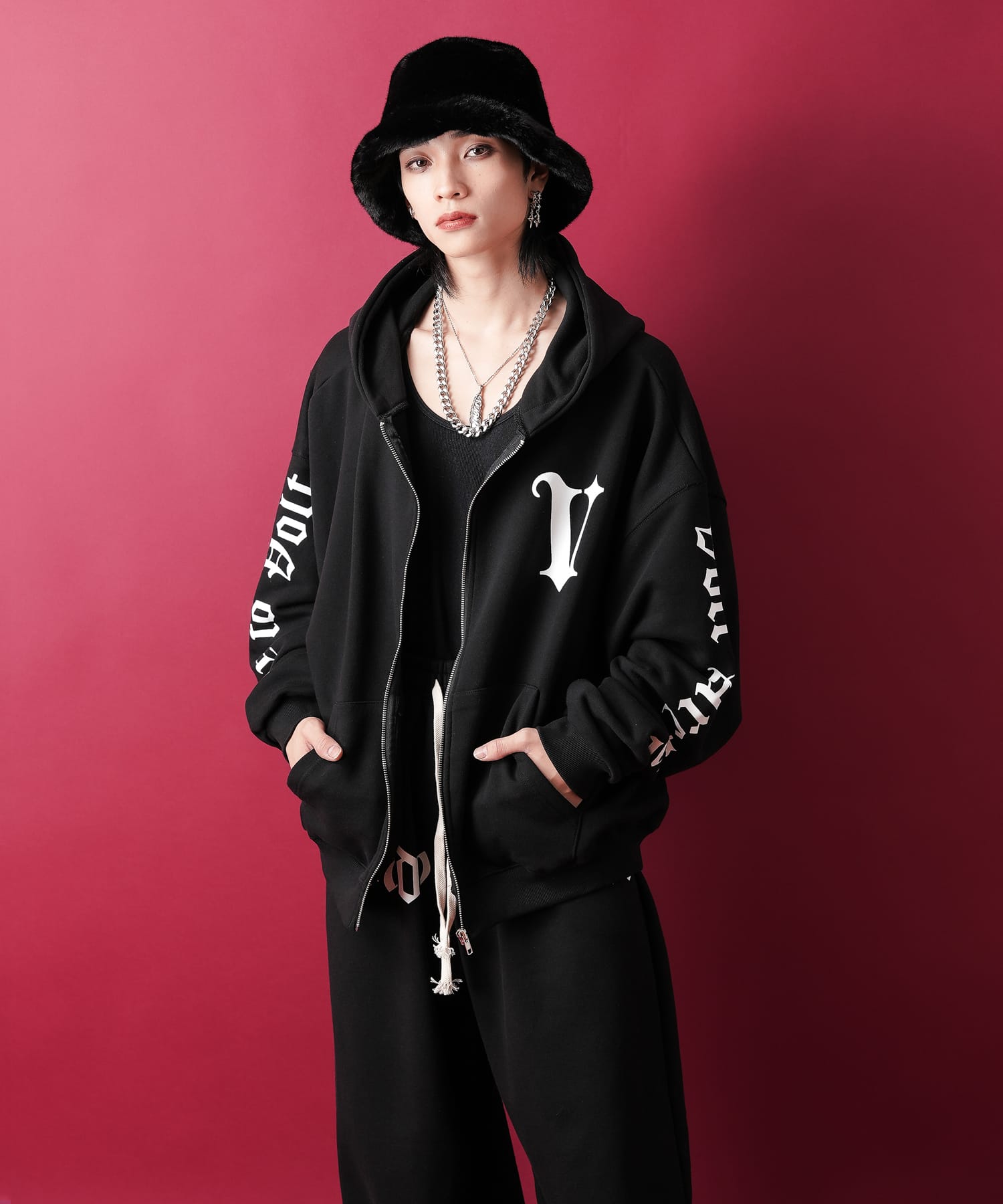 ストリートロゴスウェットジップアップパーカー / スエット ZIPパーカー メンズ レディース ユニセックス アームプリント オーバーサイズ  ankoROCK(アンコロック) メンズ レディース ユニセックス ステージ 衣装 [ClingSum] メンズ ジップアップパーカー Bon Jovi New Jersey スウェットパーカー スウェット コート