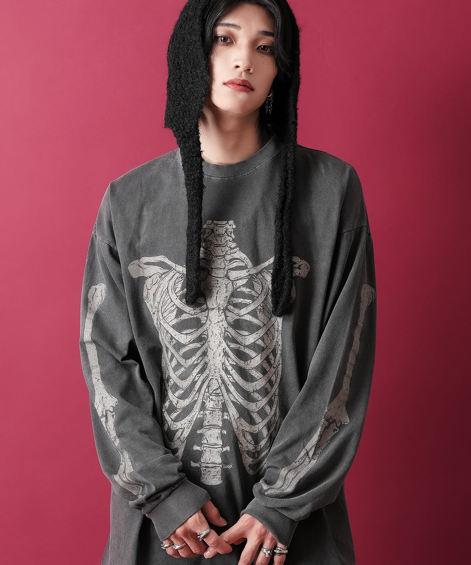 a.p.o.v. -ankoROCK's select- スカルプリントピグメントオーバーサイズカットソー