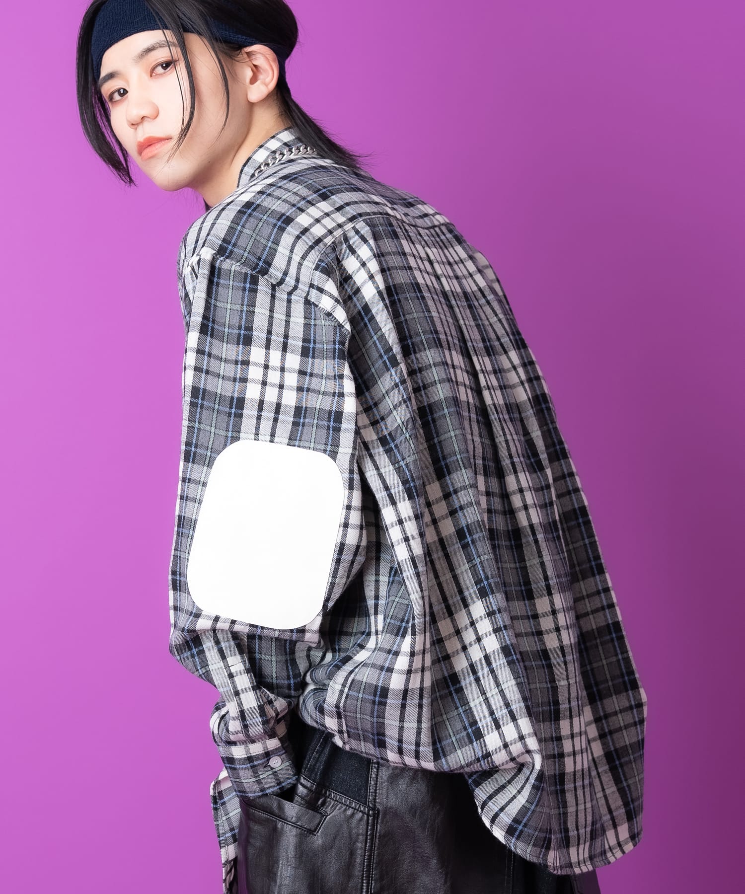【期間限定 5％OFF】 a.p.o.v. -ankoROCK's select- 合成皮革エルボーパッチチェックネルシャツ