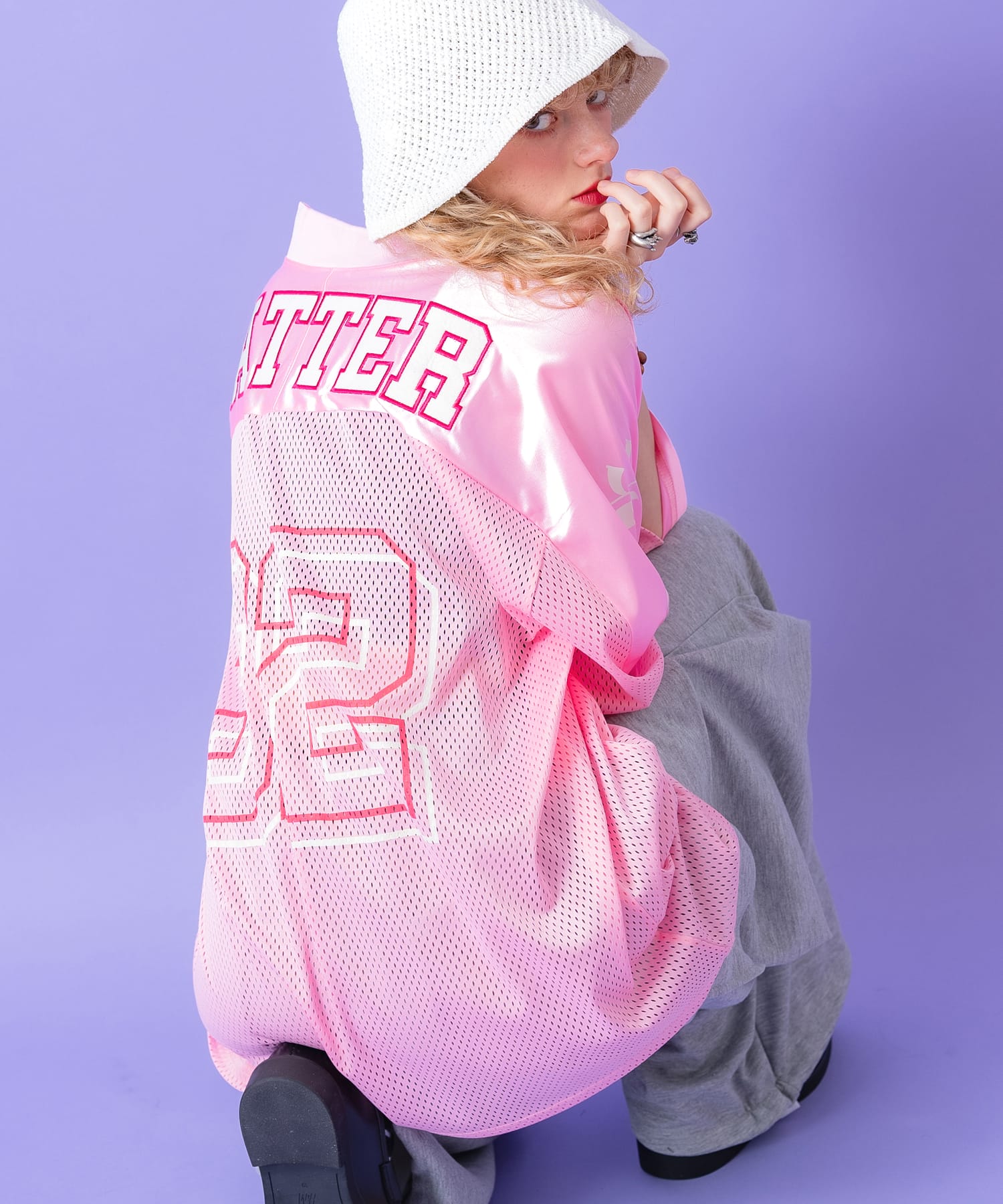 a.p.o.v. -ankoROCK's select- レイヤーナンバリング＆フェルトロゴワッペンメッシュフットボールシャツ