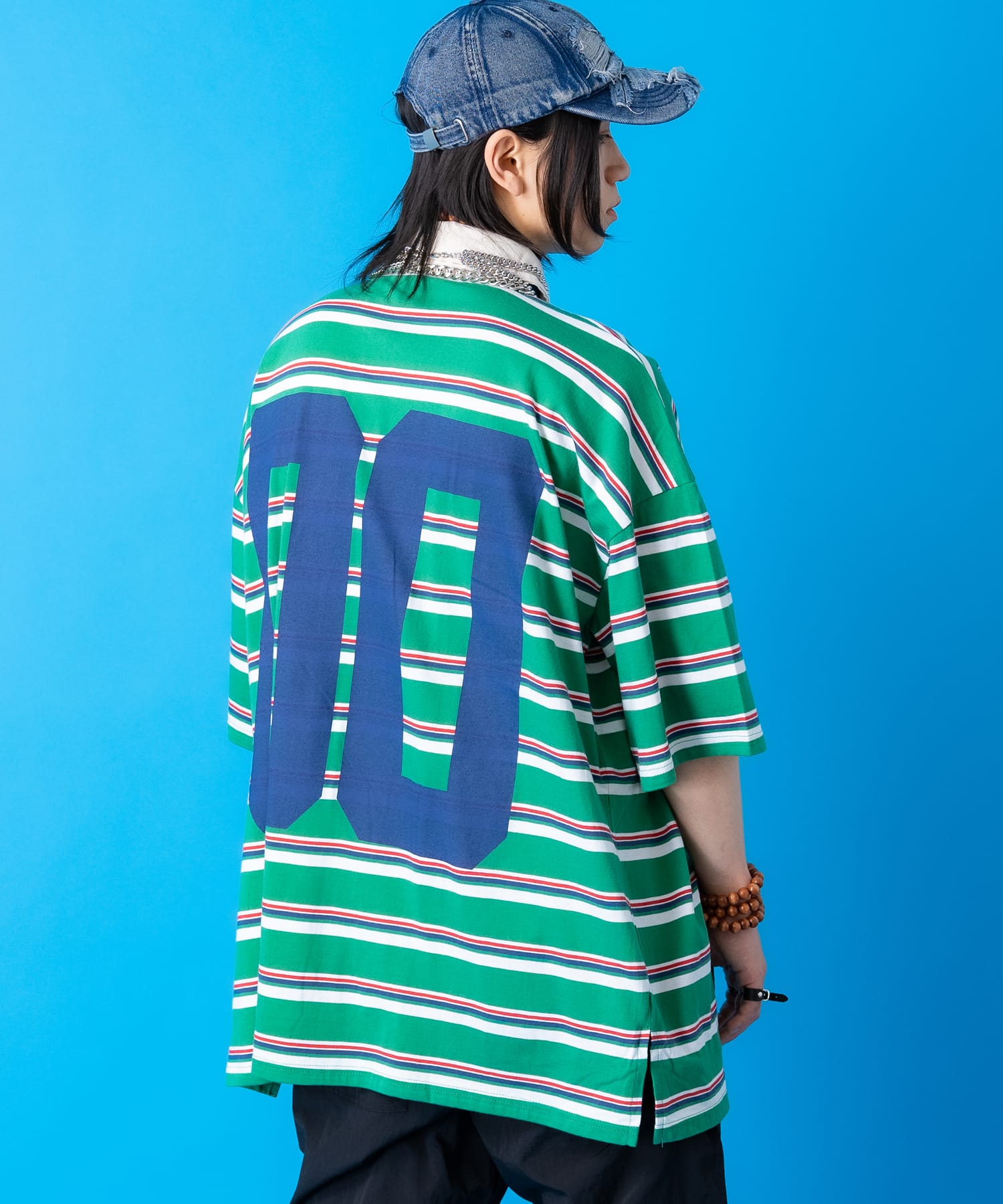 ワンポイントロゴ刺繍×ビッグナンバリングプリントボーダー柄