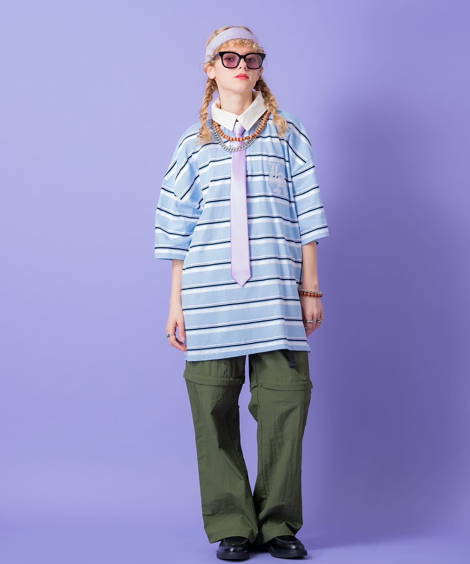 ワンポイントロゴ刺繍×ビッグナンバリングプリントボーダー柄