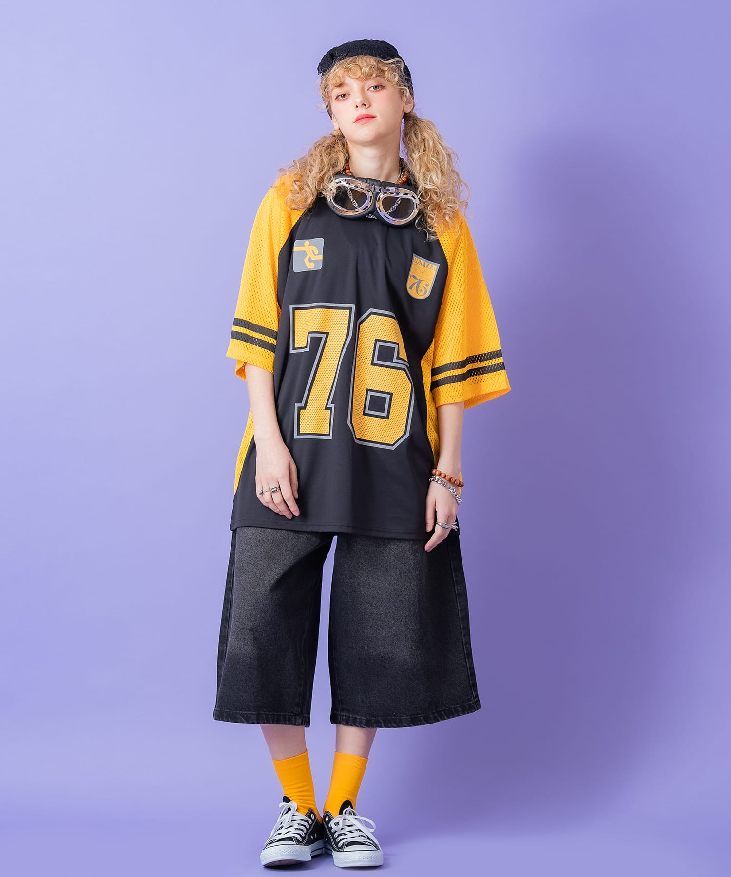 コンビメッシュツートーン切り替えナンバリングフットボールシャツ