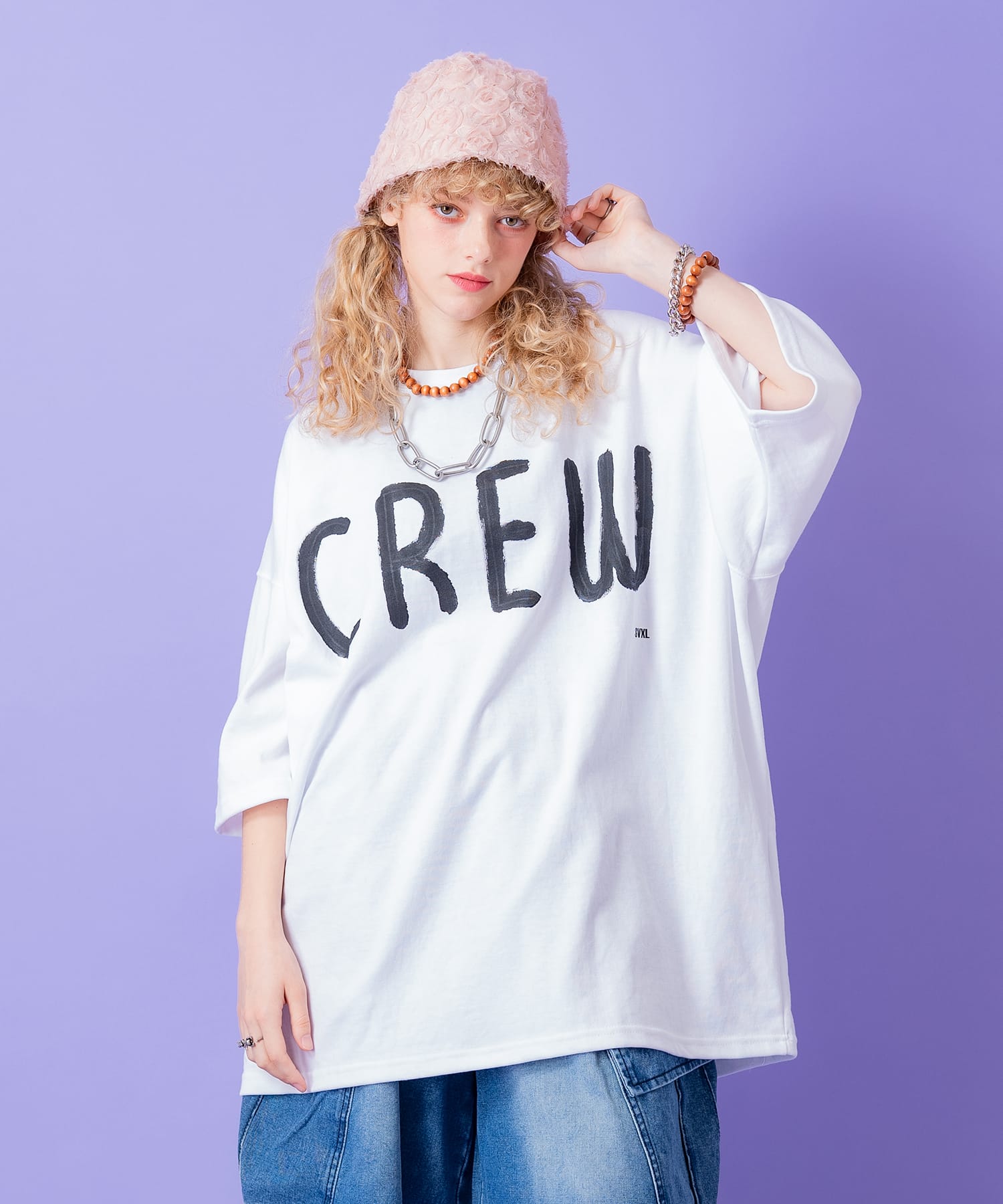 ラフ書きロゴプリントオーバーサイズTシャツ / 半袖 カットソー