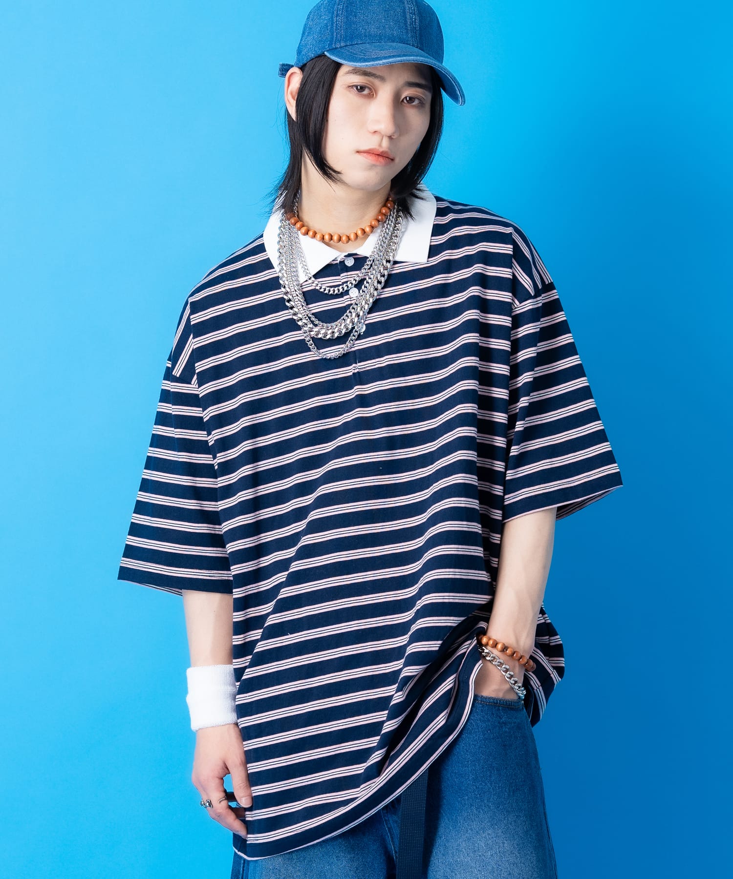 a.p.o.v. -ankoROCK's select- マルチボーダーオーバーサイズラガーシャツ