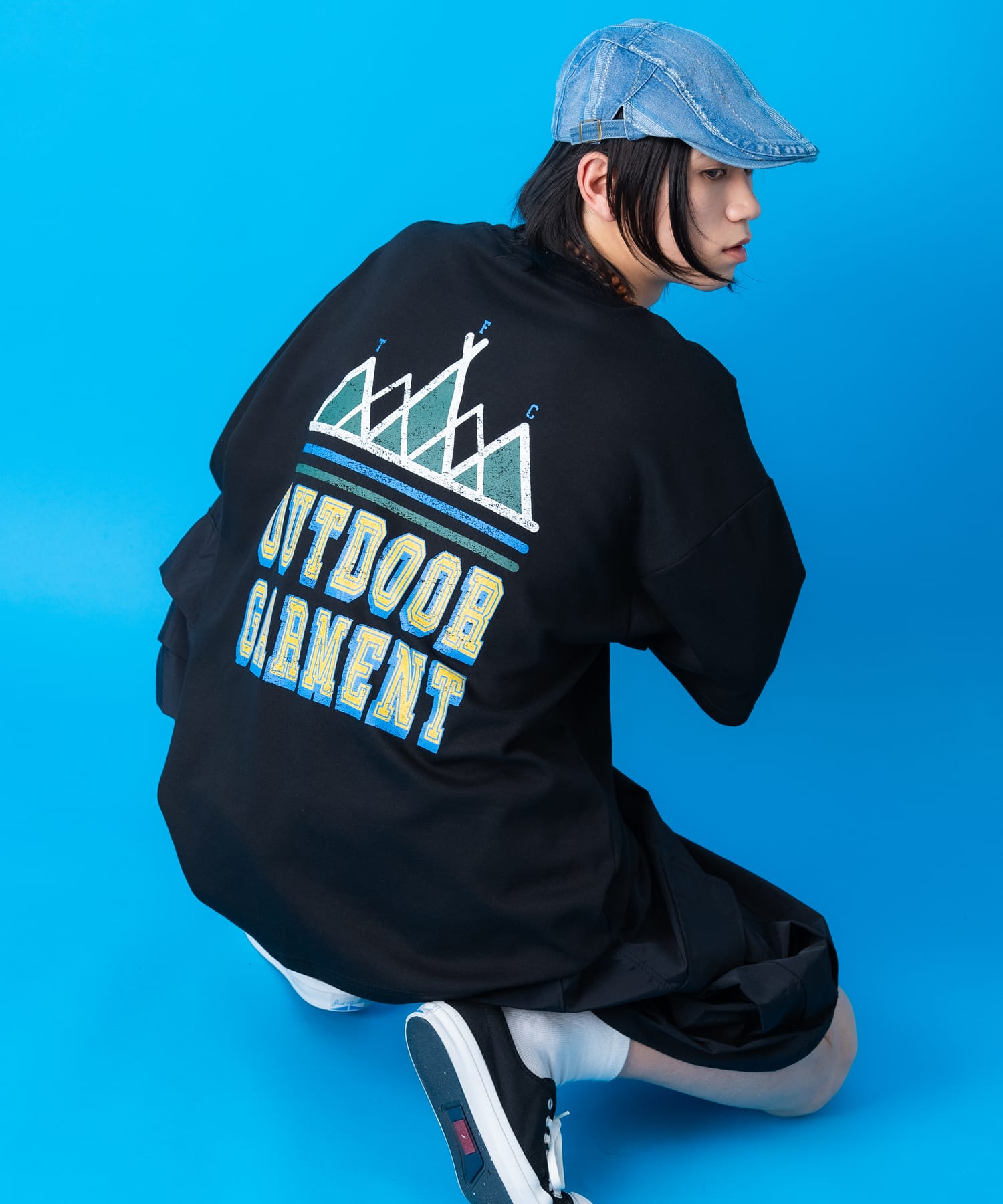 a.p.o.v.  パラコードデザインリバースポケットバックビッグプリントオーバーサイズTシャツ