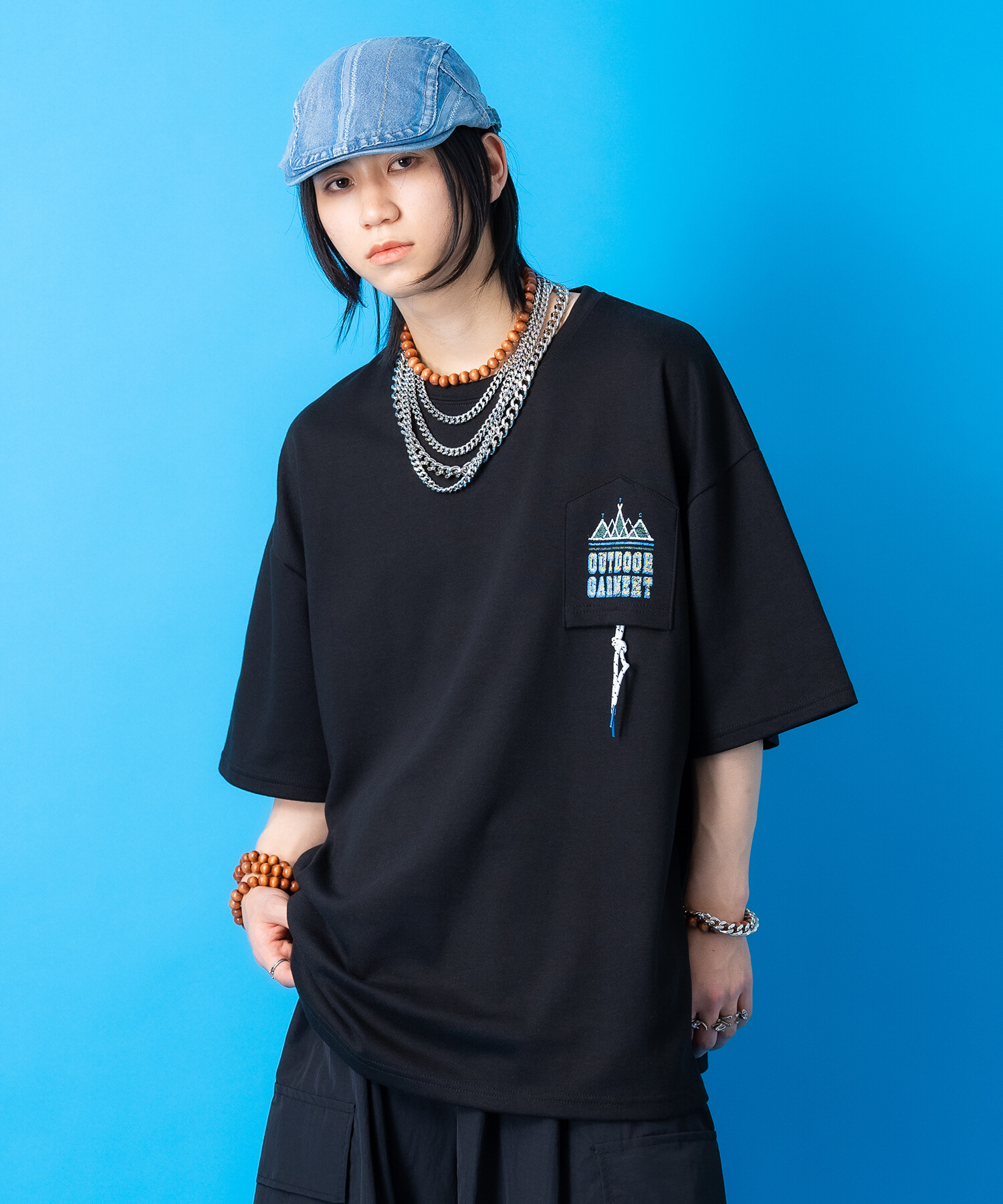 ◆Cookies◆アウトローズ Tシャツ 送料込 パラコードデザインリバースポケットバックビッグプリント