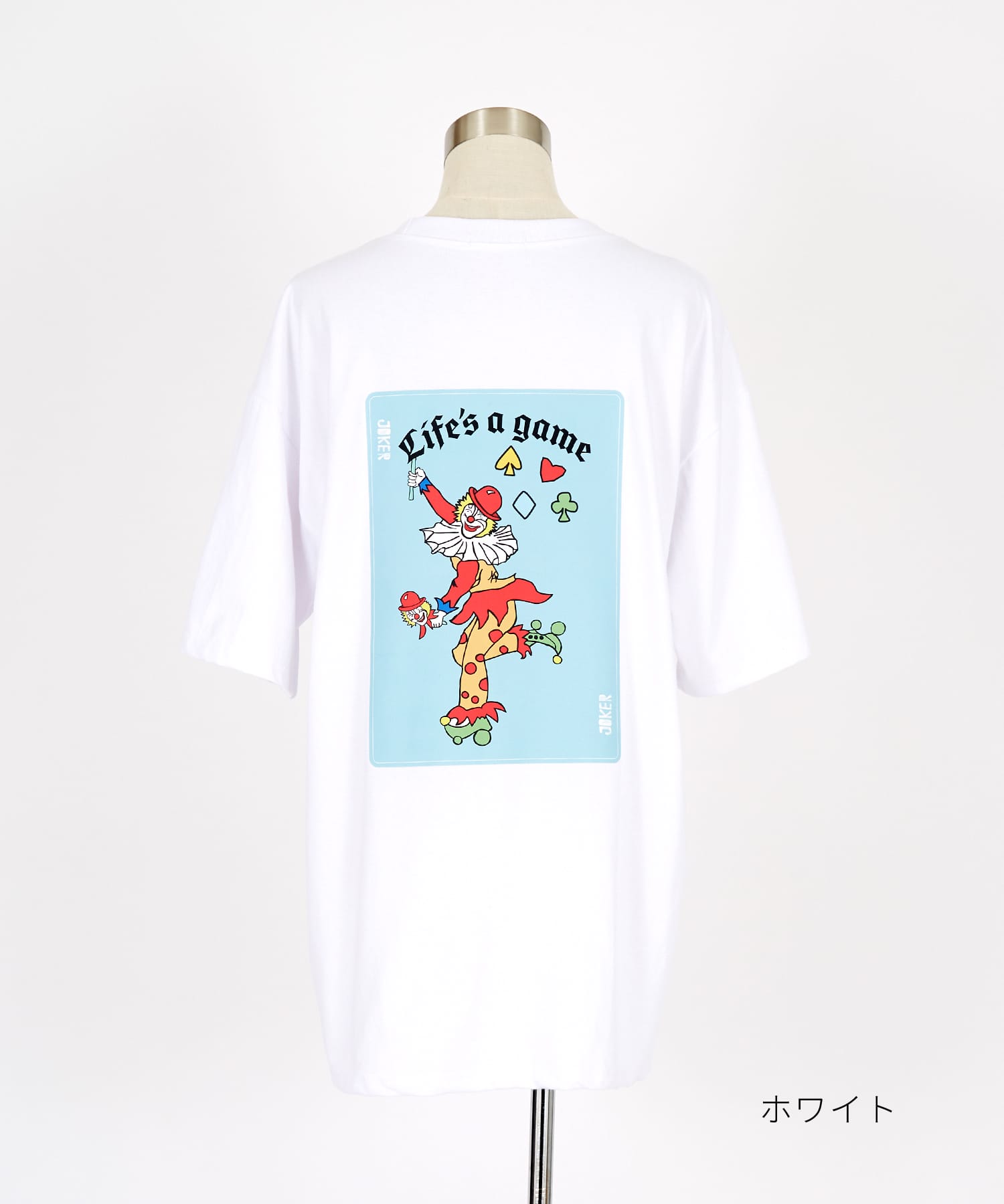 バックジョーカートランプビッグプリントオーバーサイズTシャツ / 半袖