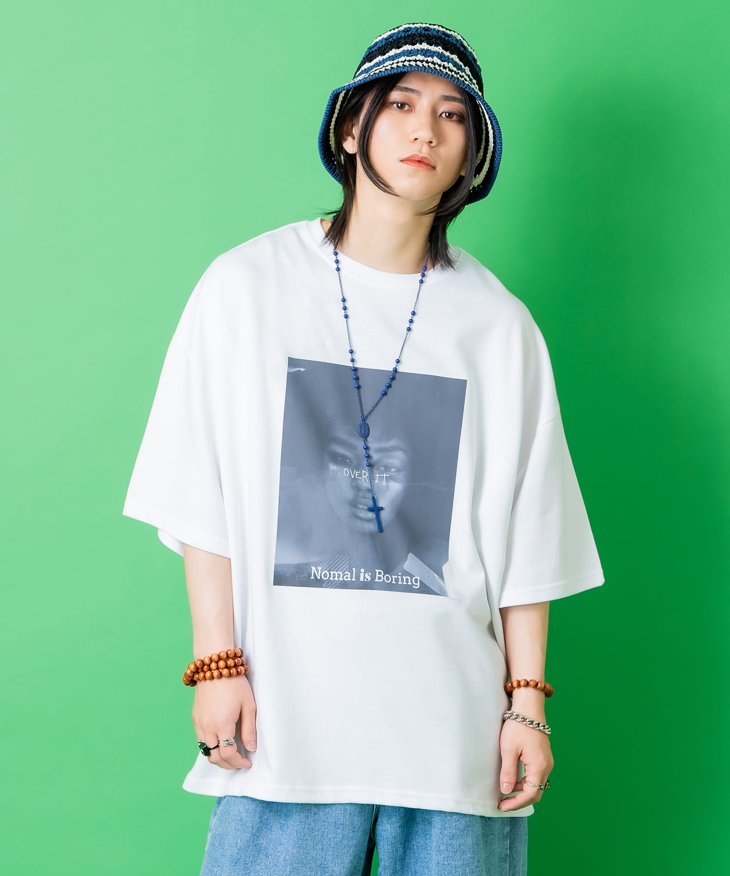 アートワークフォトプリントオーバーサイズTシャツ / 半袖 カットソー 