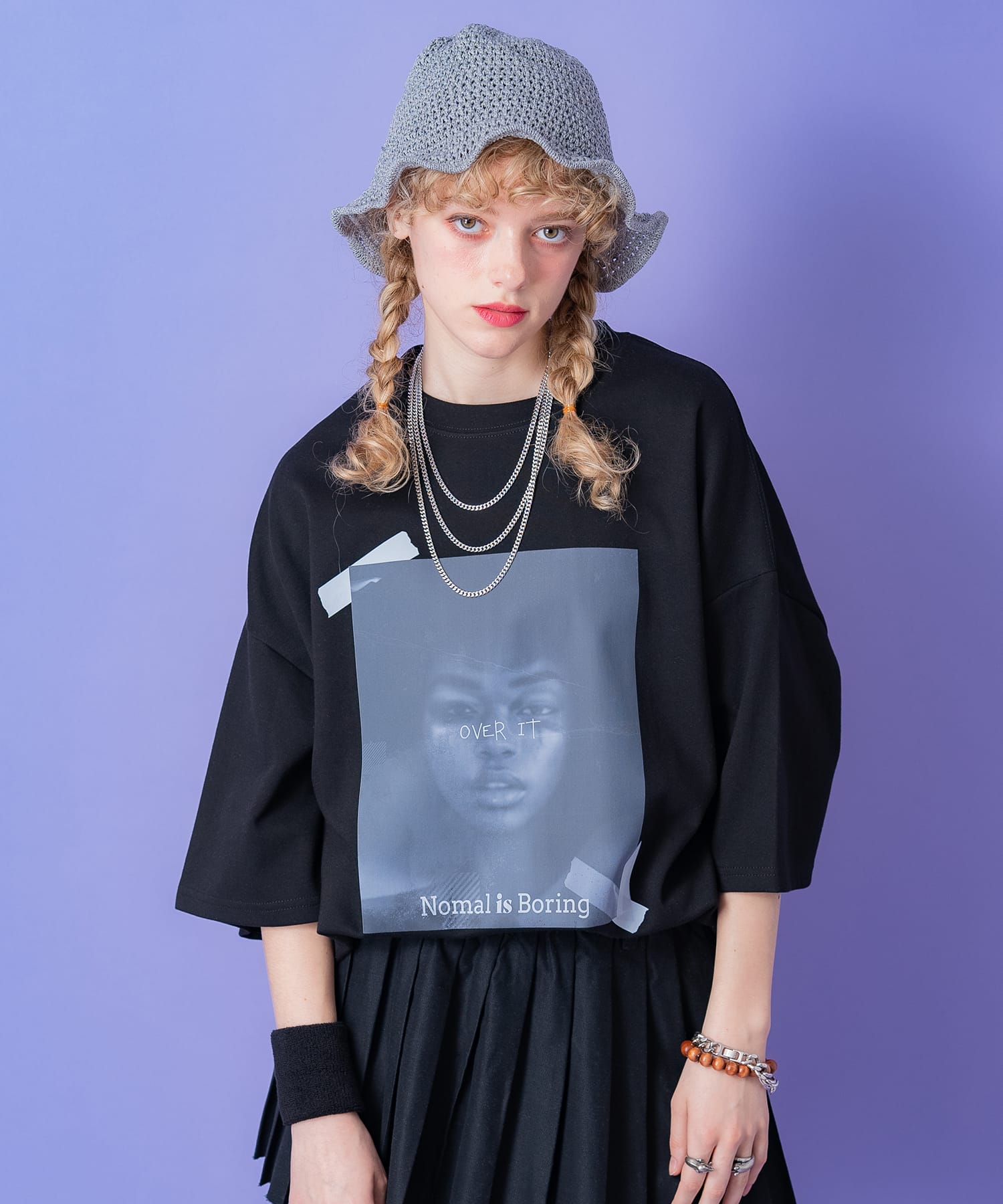 アートワークフォトプリントオーバーサイズTシャツ / 半袖 カットソー 