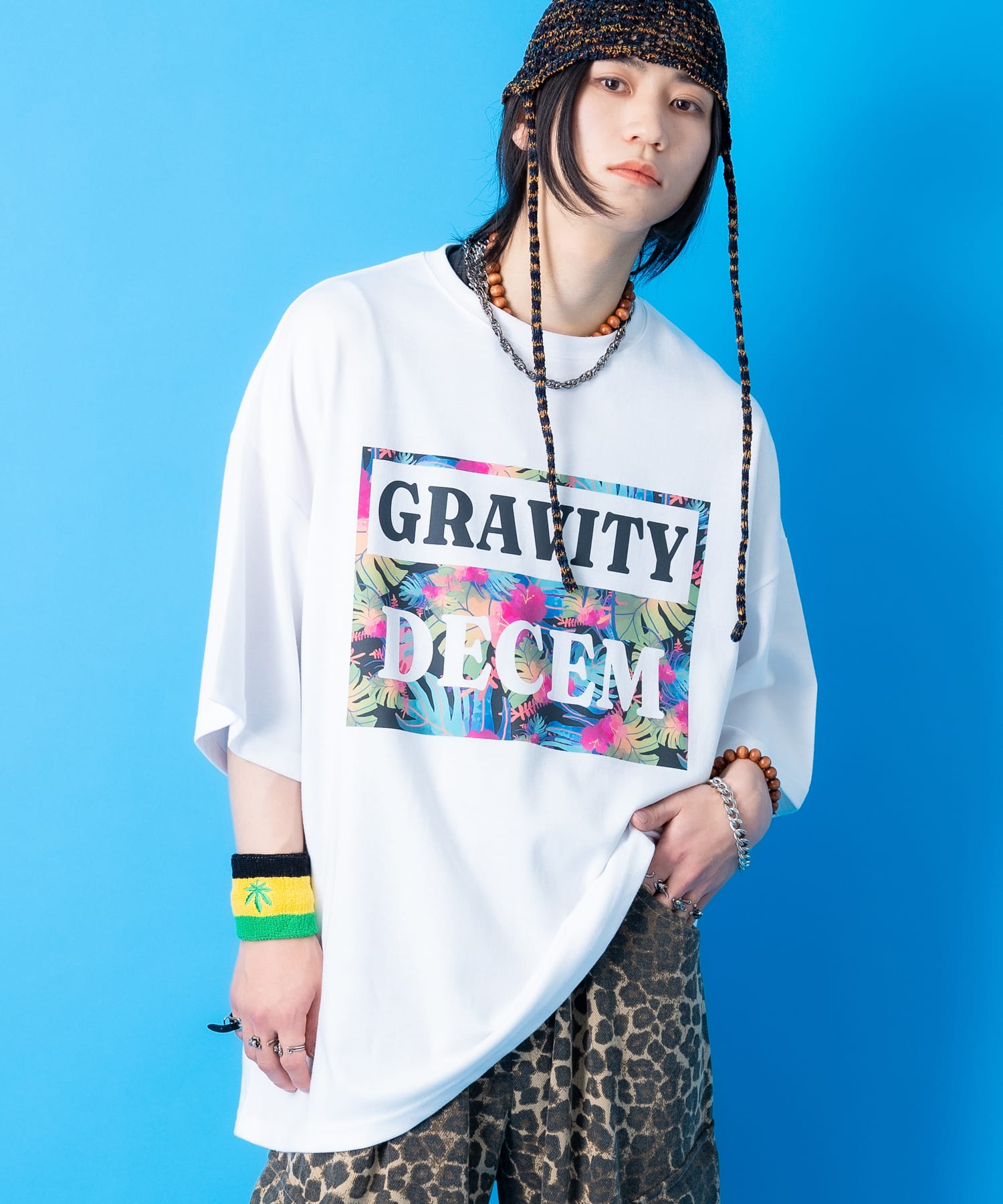 a.p.o.v.  フラワーミックスビッグボックスロゴプリントオーバーサイズTシャツ