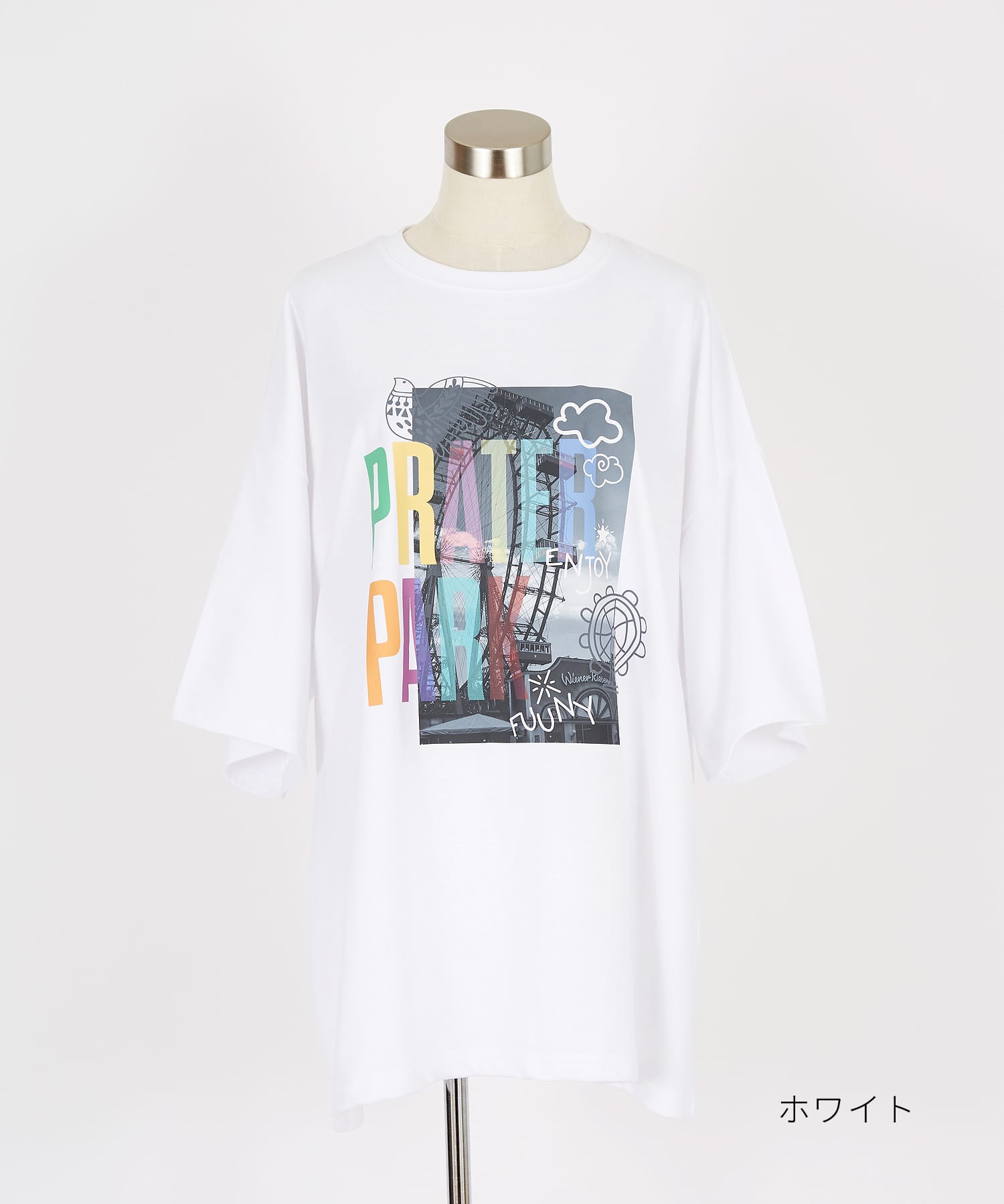 カラフルロゴレイヤーフォトプリントオーバーサイズTシャツ / 半袖