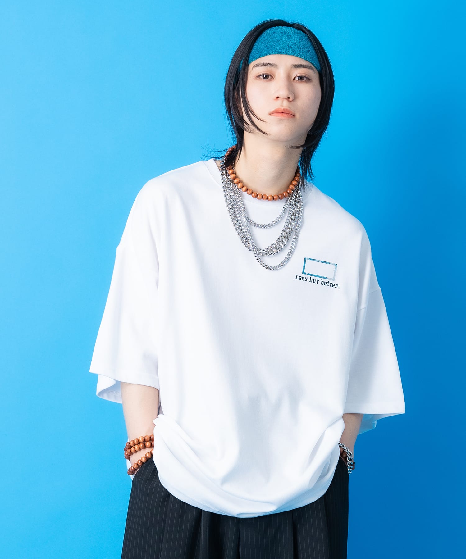 バックマーブルボックスビッグプリントオーバーサイズTシャツ / 半袖