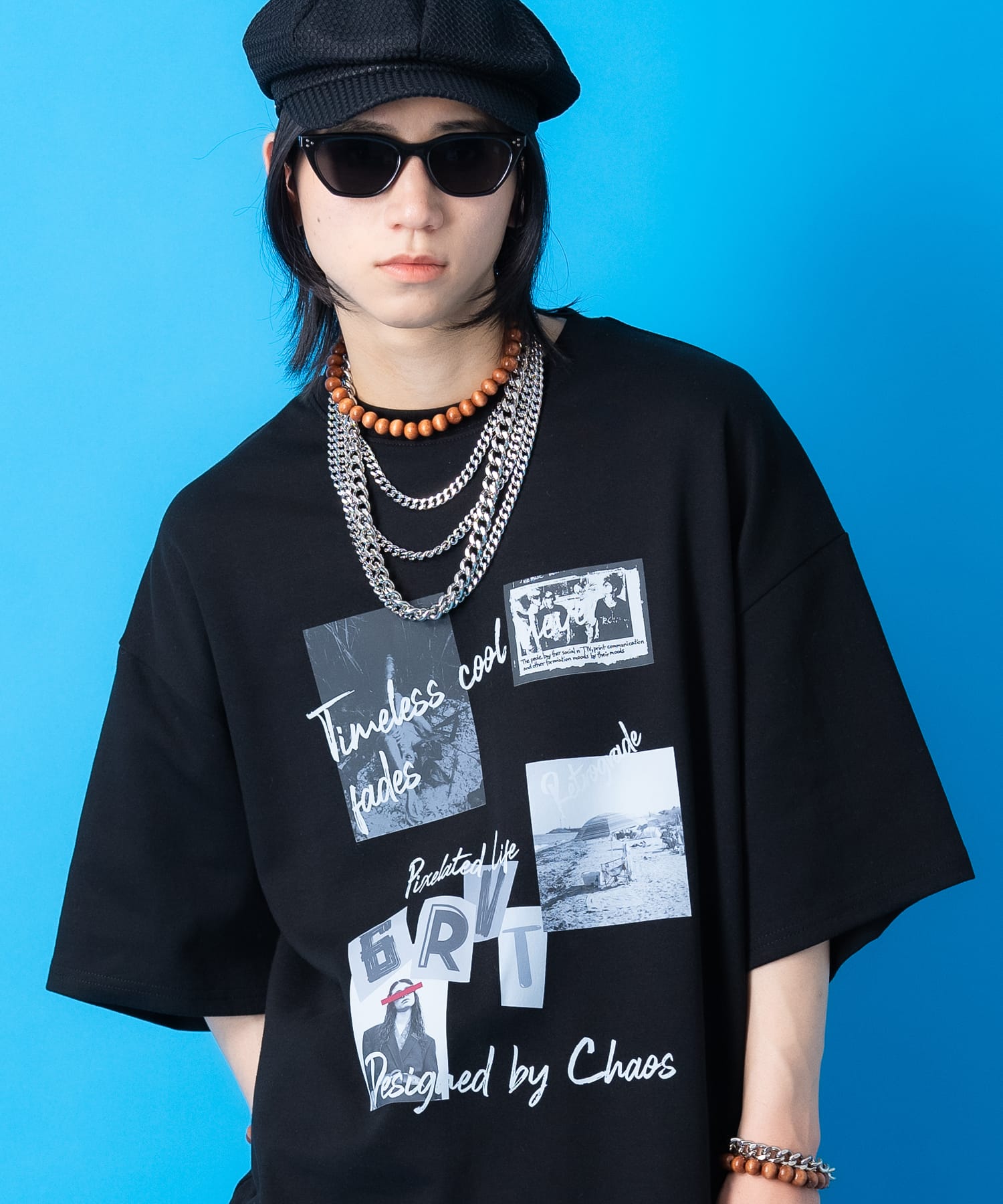 a.p.o.v.  レトロパンキッシュコラージュプリントオーバーサイズTシャツ