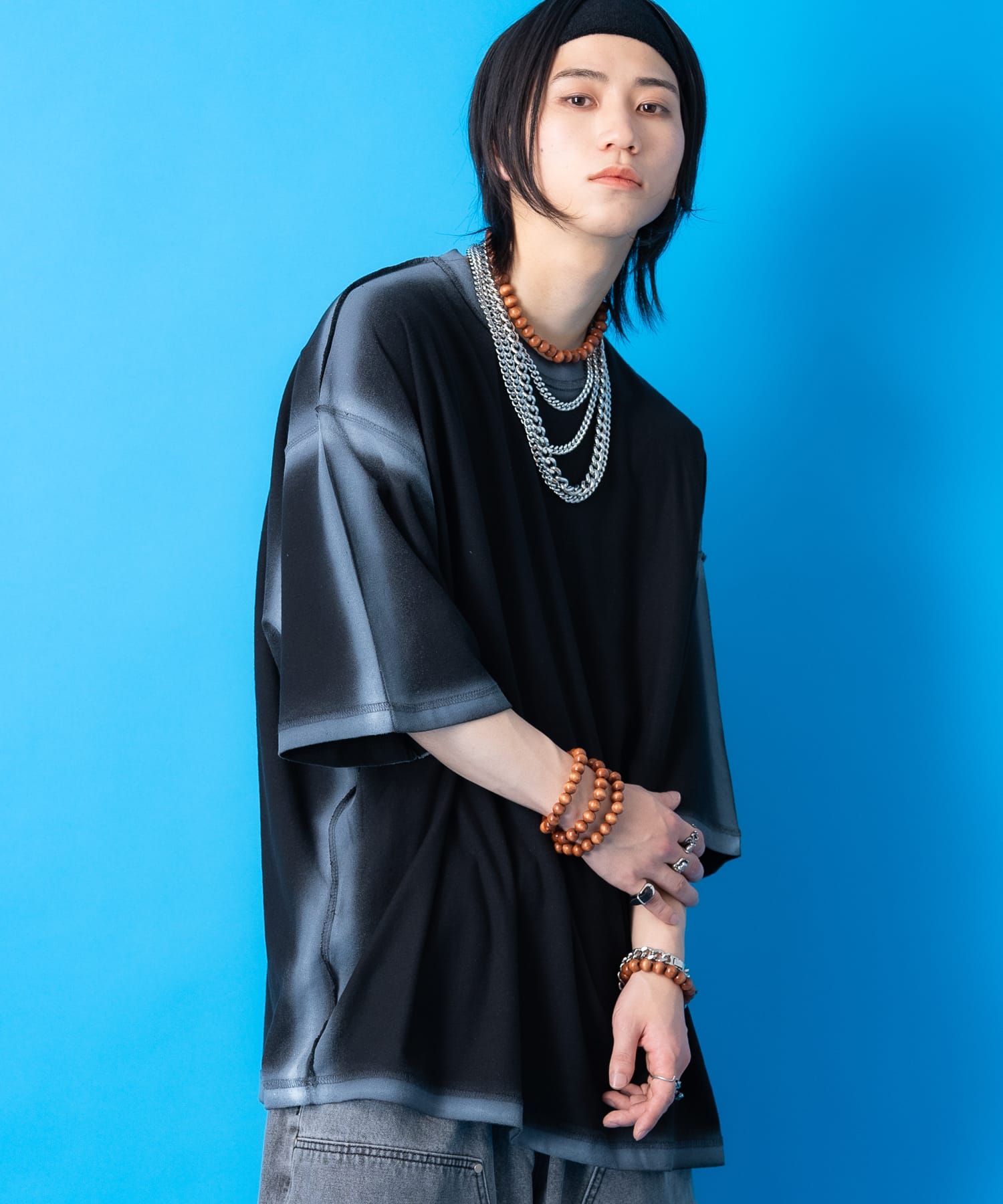 a.p.o.v. -ankoROCK's select- 縁取りスプレーペインティングオーバーサイズTシャツ