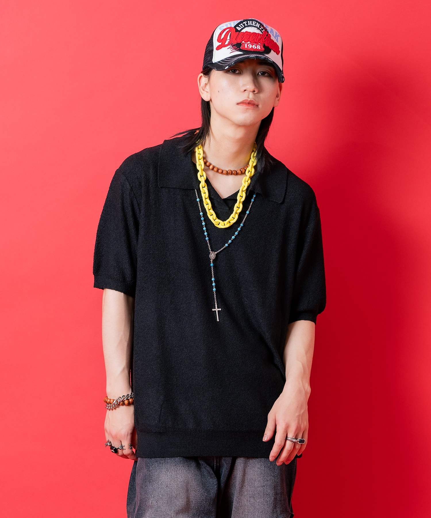 a.p.o.v.  ストレッチパイルニットスキッパーポロシャツ