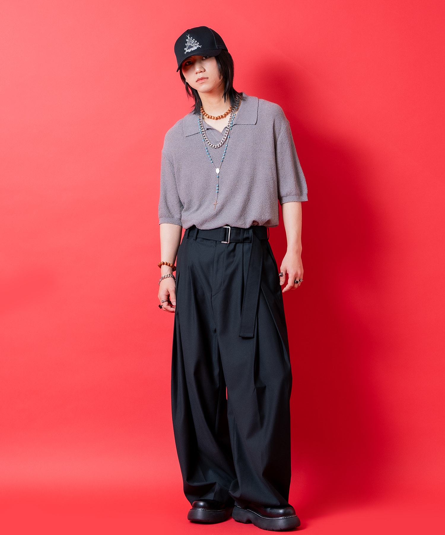 ストレッチパイルニットスキッパーポロシャツ / 半袖 メンズ