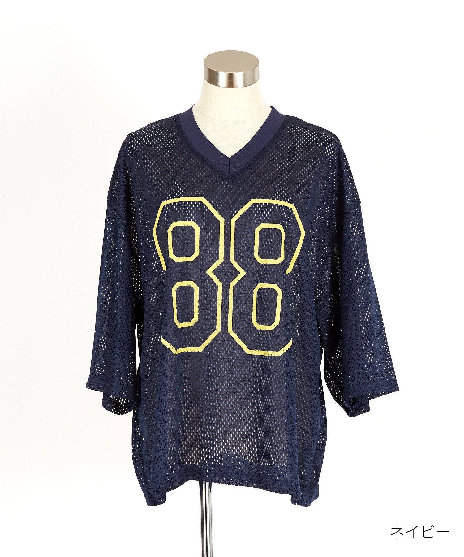 ナンバリングプリントクロップド丈オーバーサイズメッシュゲームシャツ