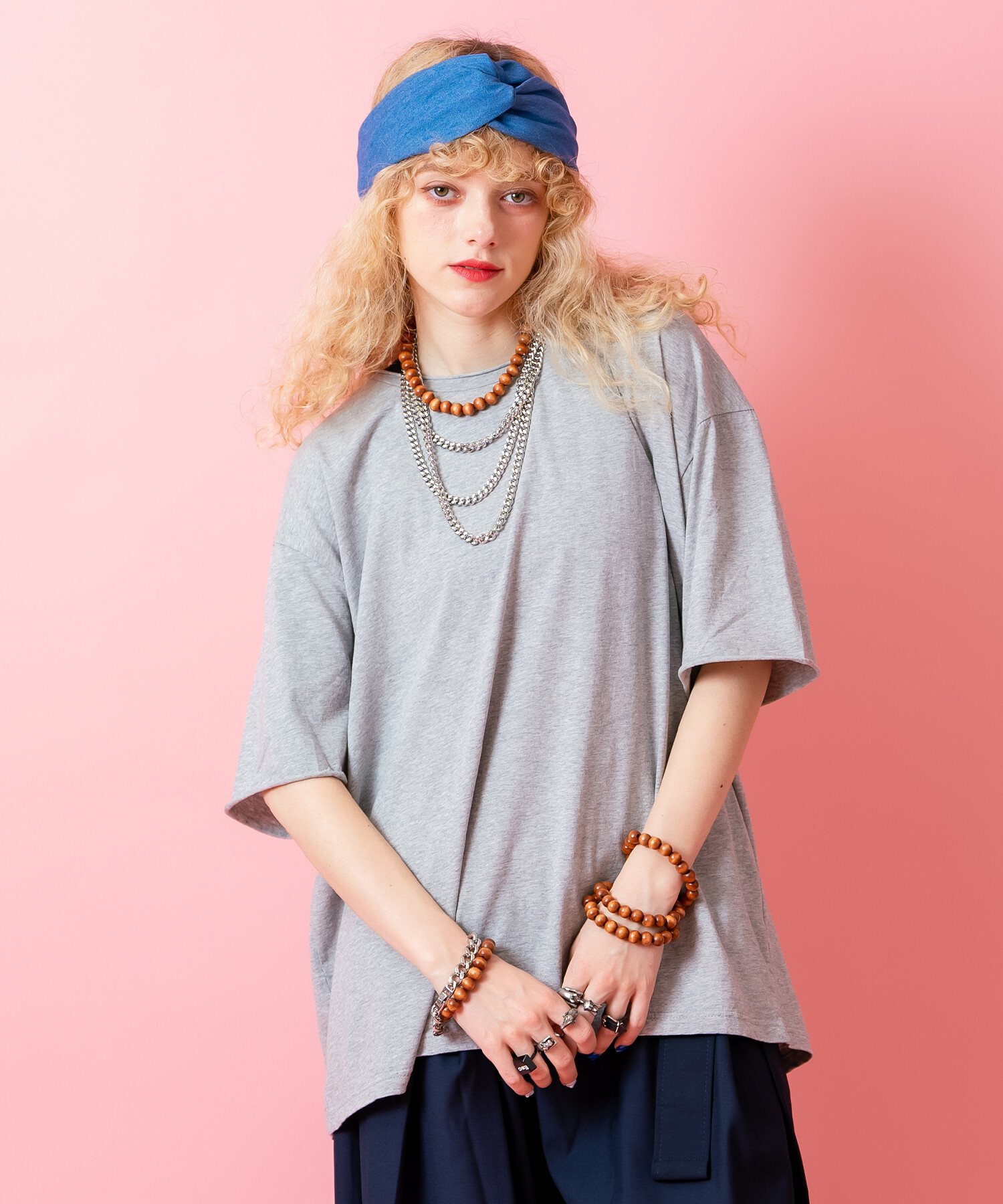 カットオフUネックルーズTシャツ / 半袖 カットソー メンズ レディース