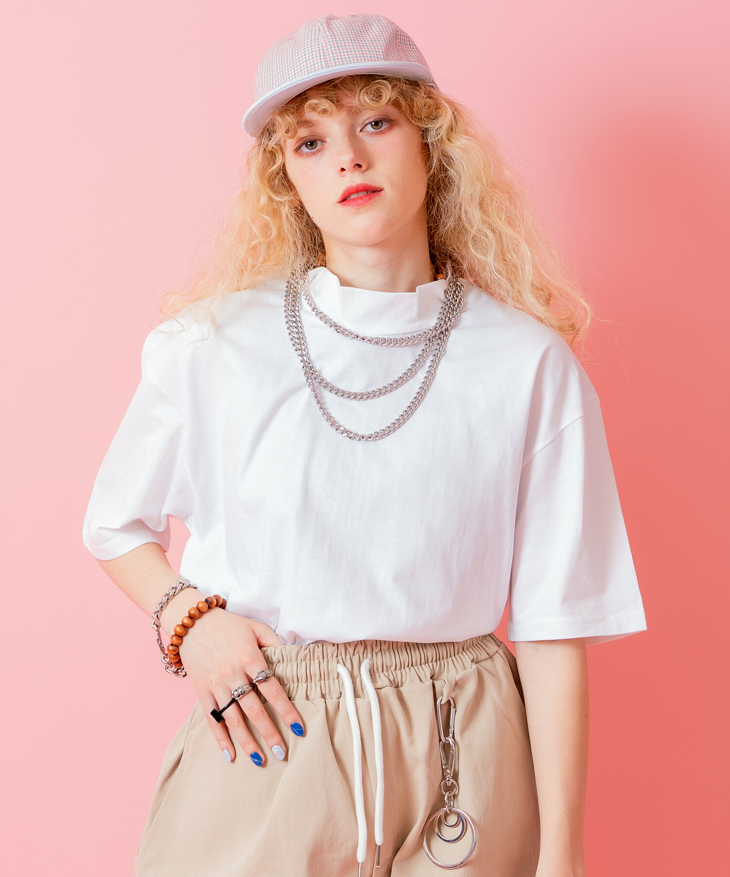 モックネックルーズTシャツ / 半袖 カットソー メンズ レディース ユニ