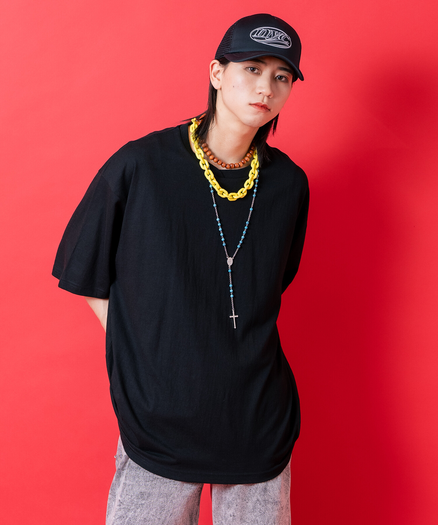 a.p.o.v. -ankoROCK's select- クロスネックオーバーサイズTシャツ