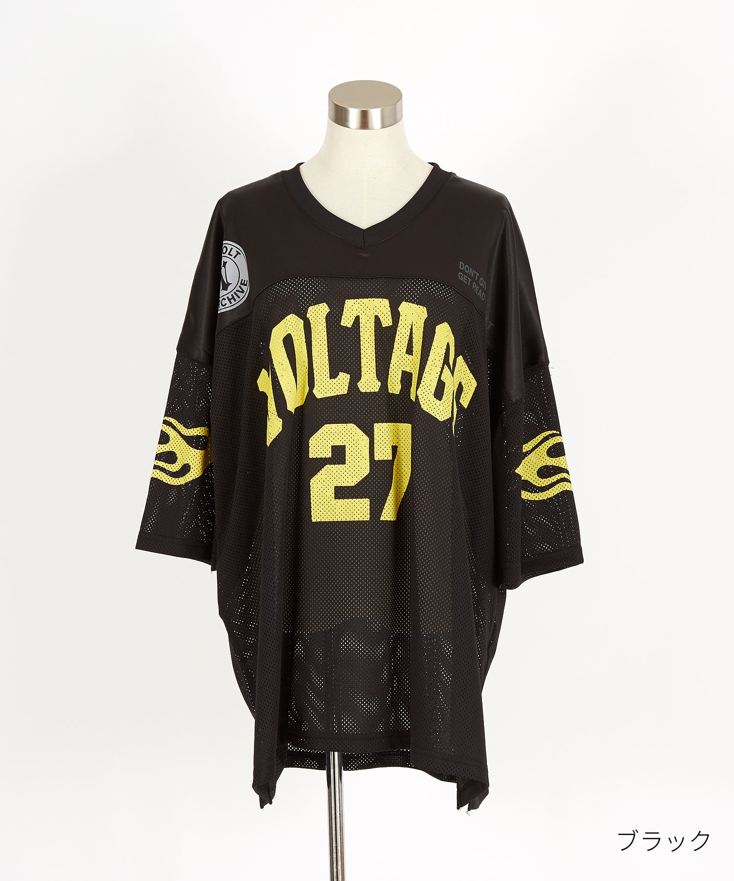 ストリートロゴプリントシャイニーコンビメッシュオーバーサイズ