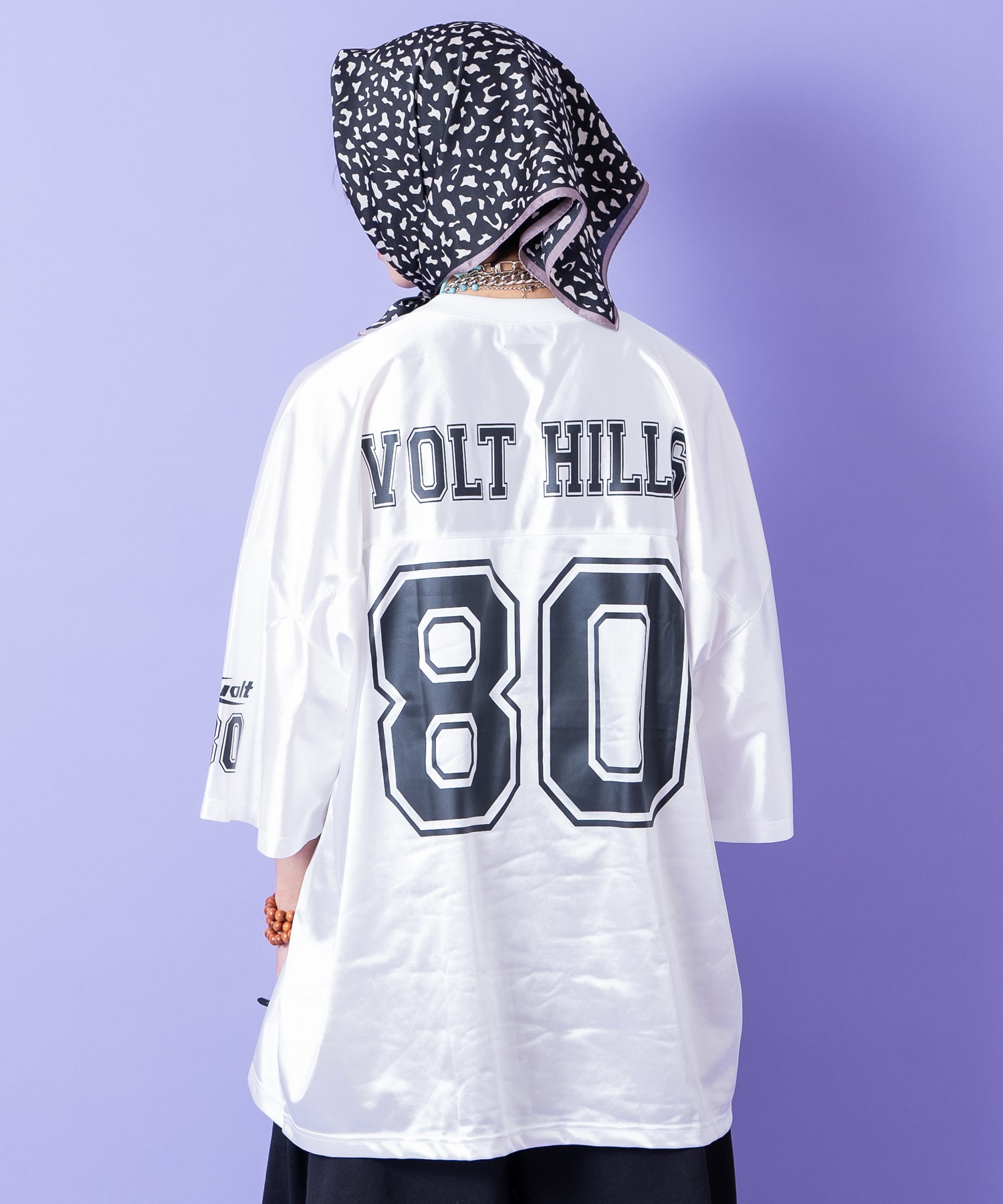ビッグナンバリングシャイニーポリオーバーサイズフットボールシャツ