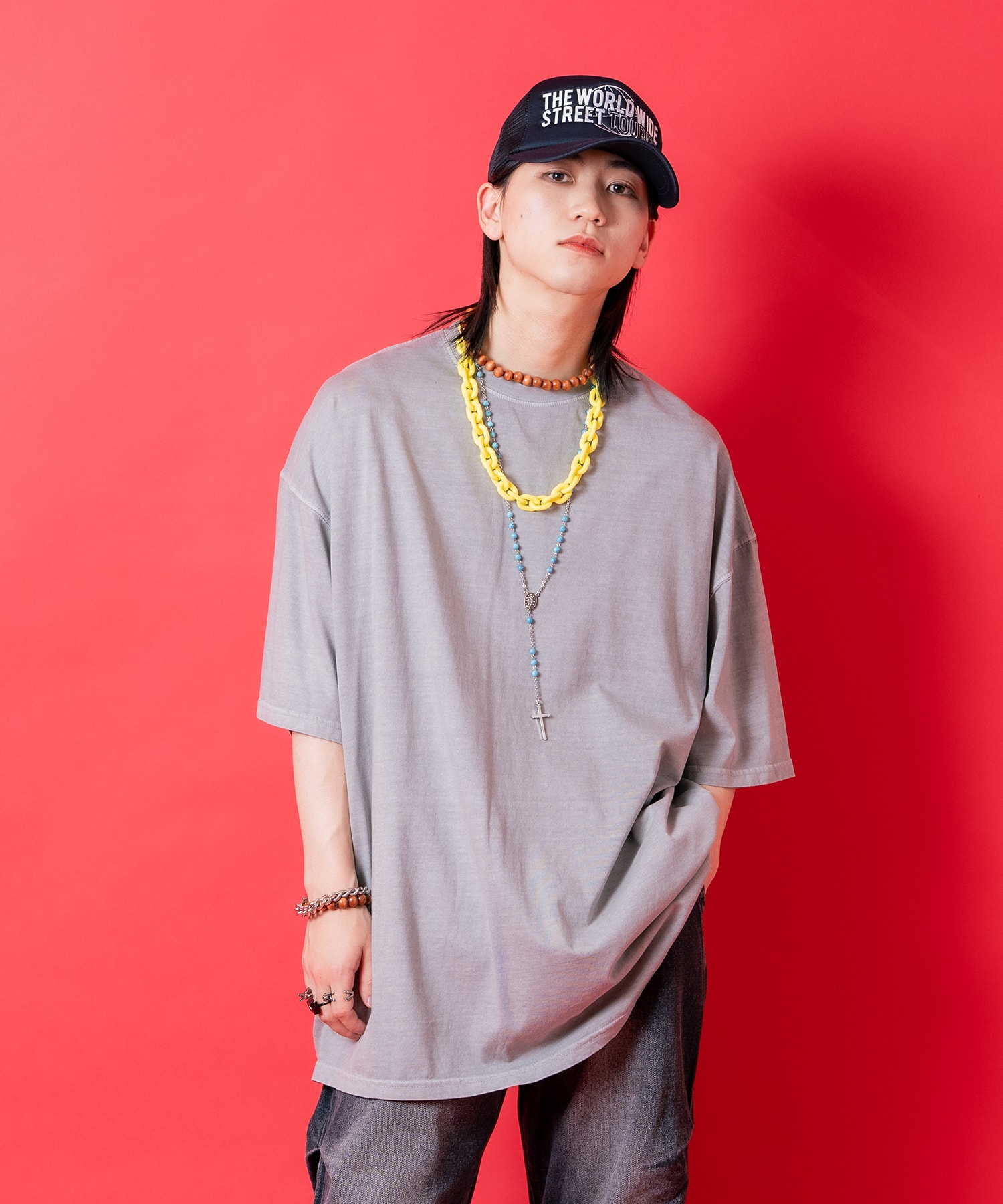 ピグメントコットンオーバーサイズTシャツ / 半袖 カットソー メンズ