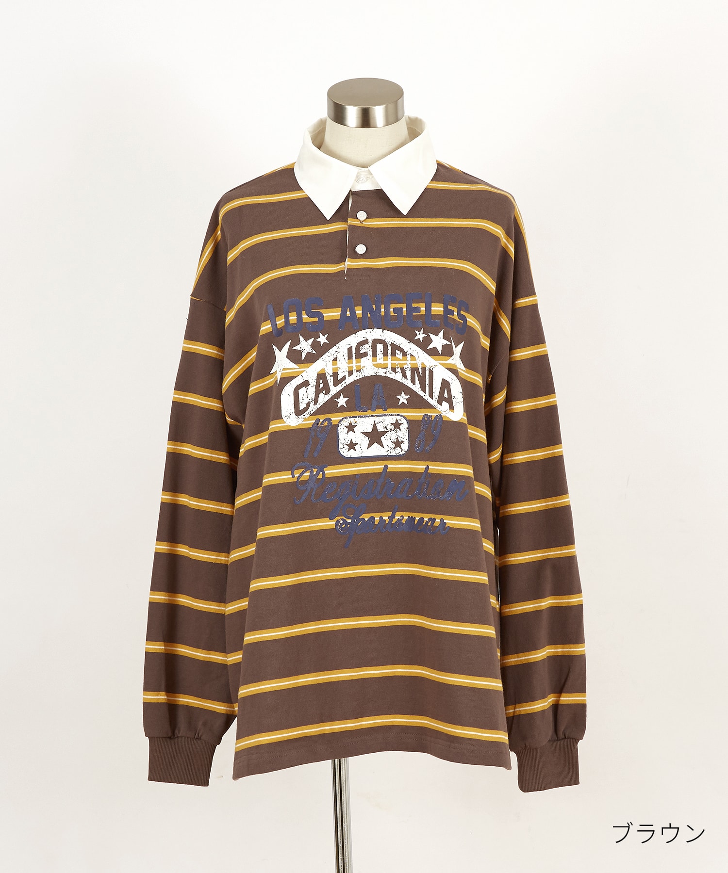 掠れアメカジプリントボーダー柄オーバーサイズラガーシャツ / ユニ