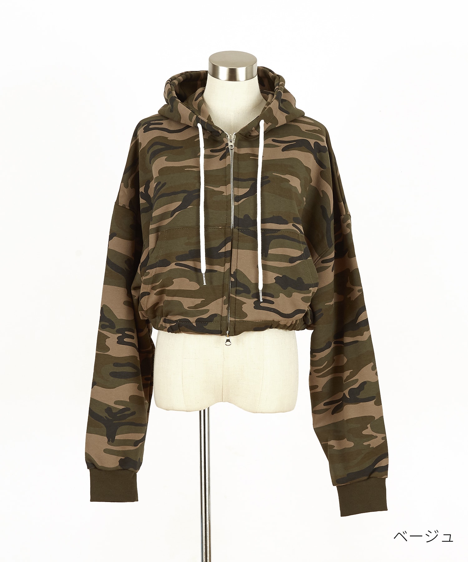カモフラスウェットオーバーサイズクロップド丈ZIPパーカー / ユニ