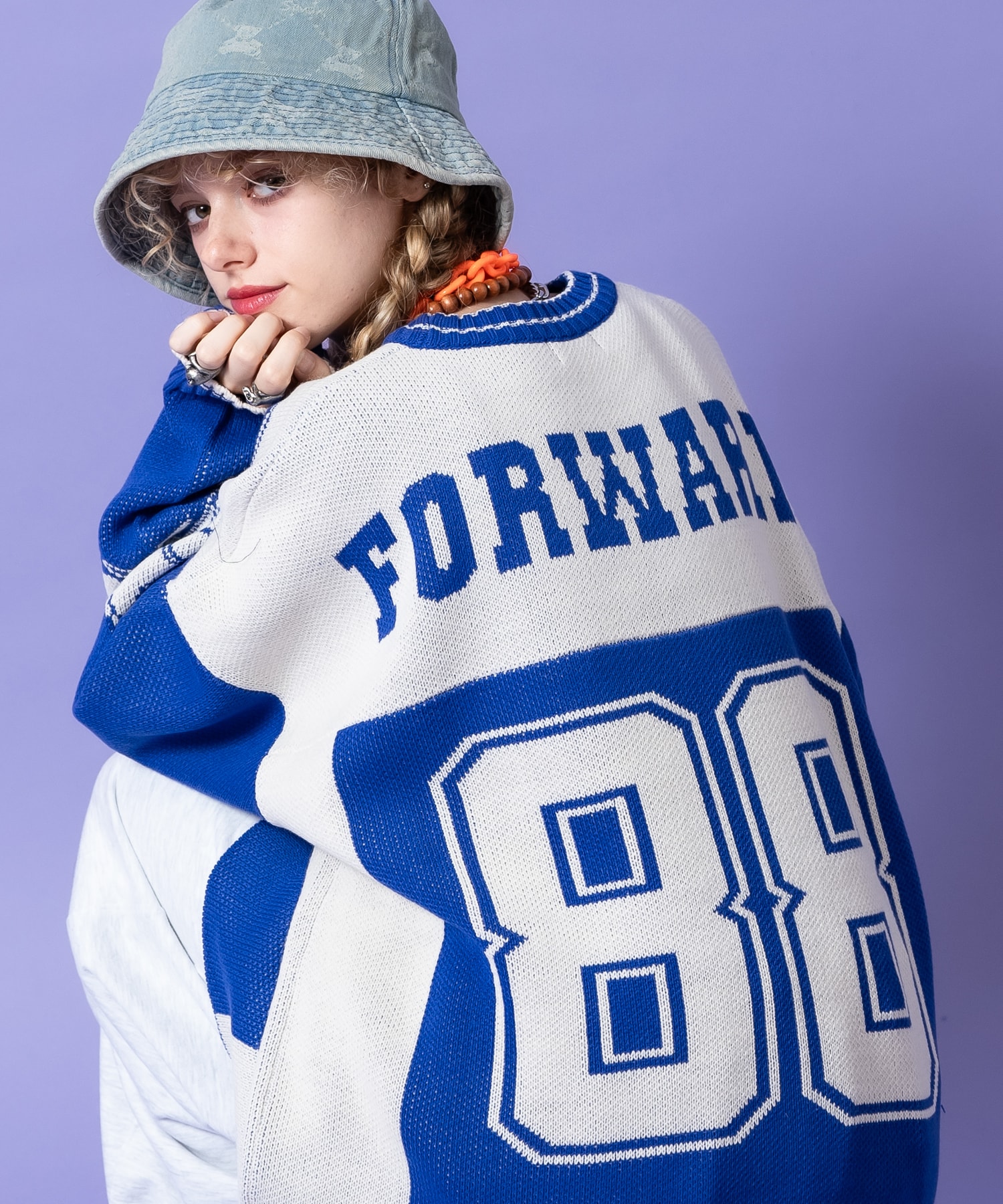 a.p.o.v. ゲームジャージデザインオーバーサイズニットセーター