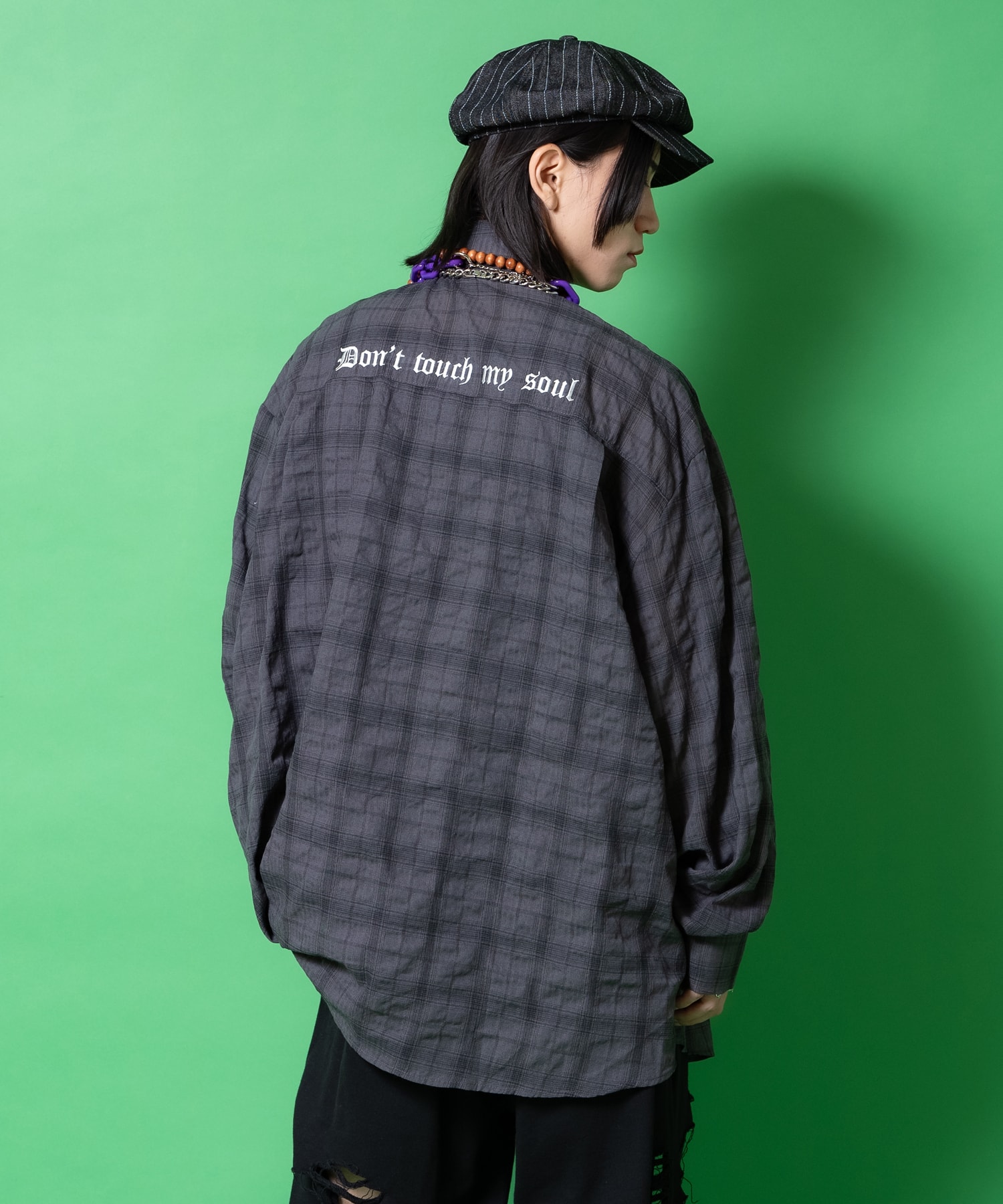 ストリートフォントバック刺繍オーバーサイズシワ加工コットンガーゼ