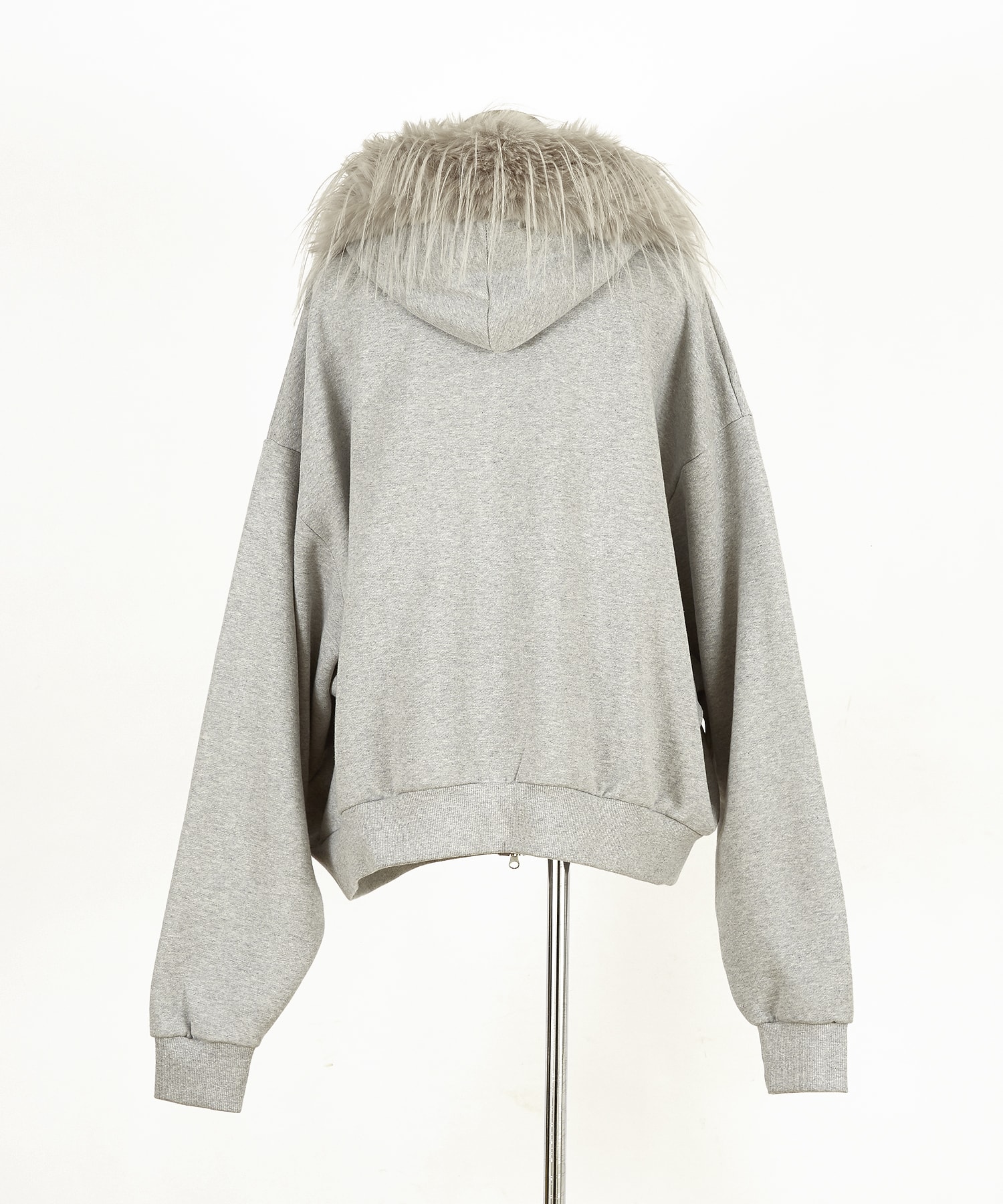 ボリュームロングファーフード裏起毛スウェットオーバーサイズ短丈