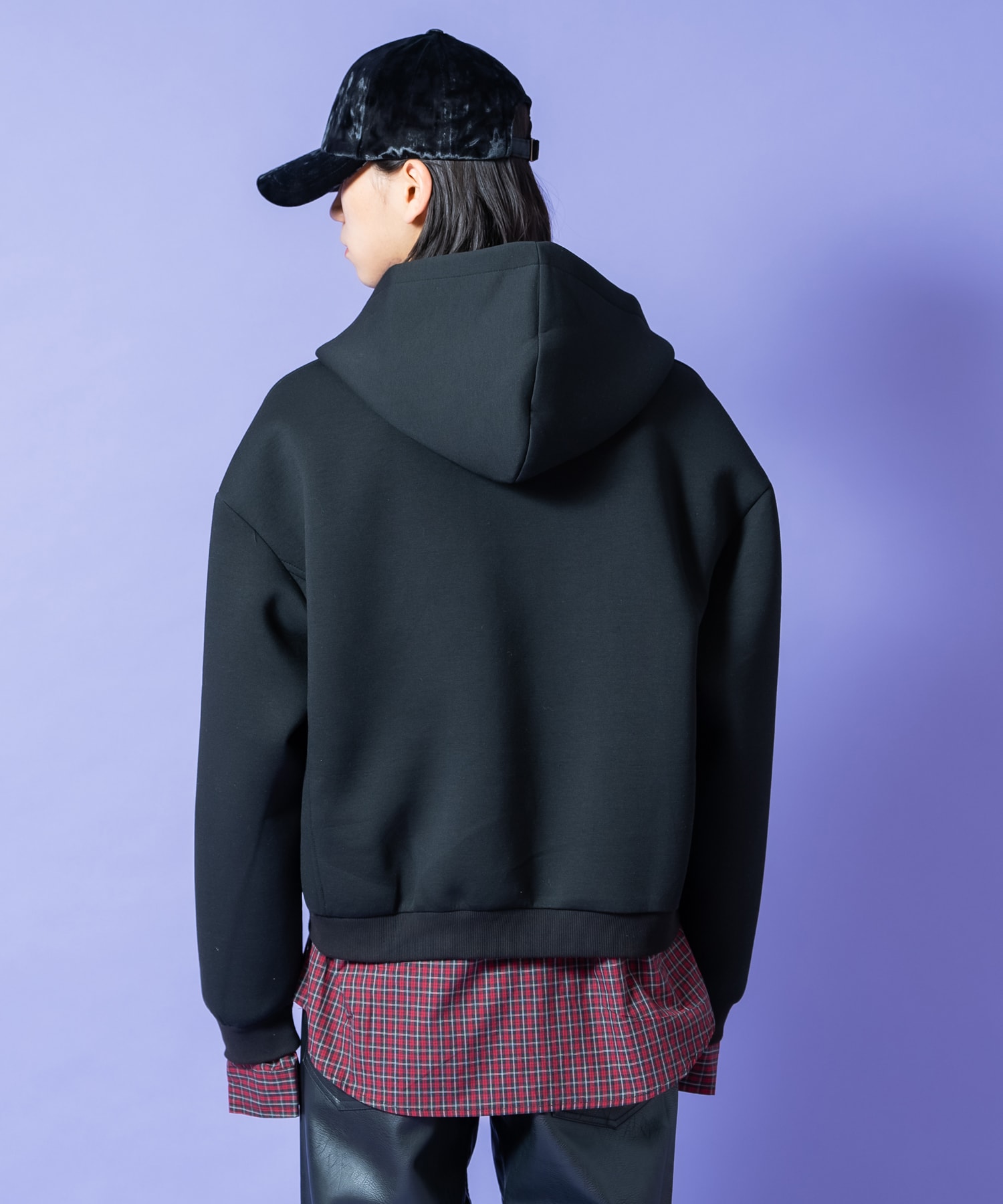 リバーシブルチェックシャツジャケット×フェイクレイヤード短丈 