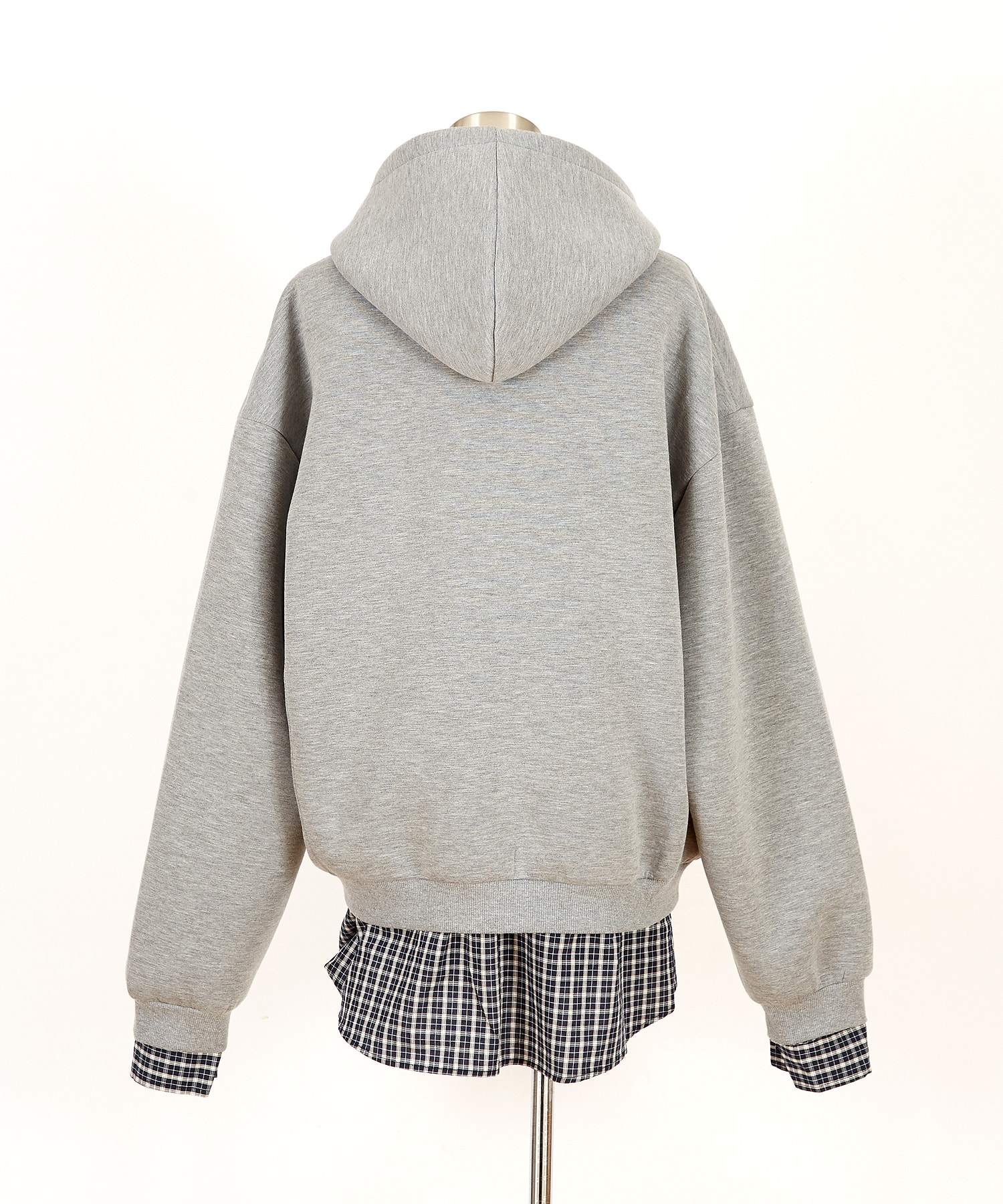 リバーシブルチェックシャツジャケット×フェイクレイヤード短丈 