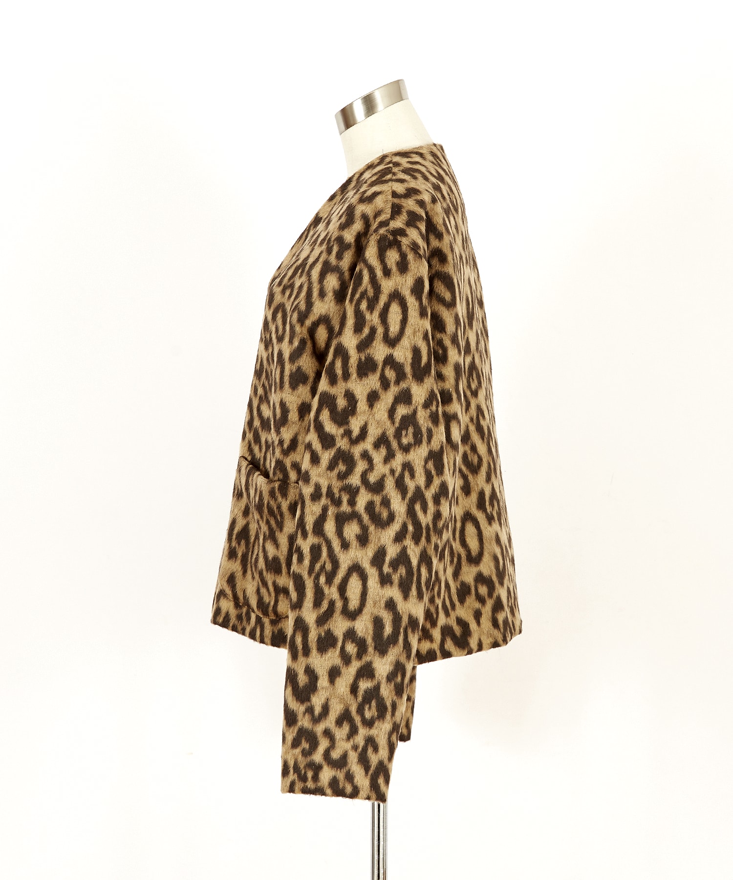 レオパードファータッチ短丈カーディガン / ユニセックス 豹 ヒョウ 柄