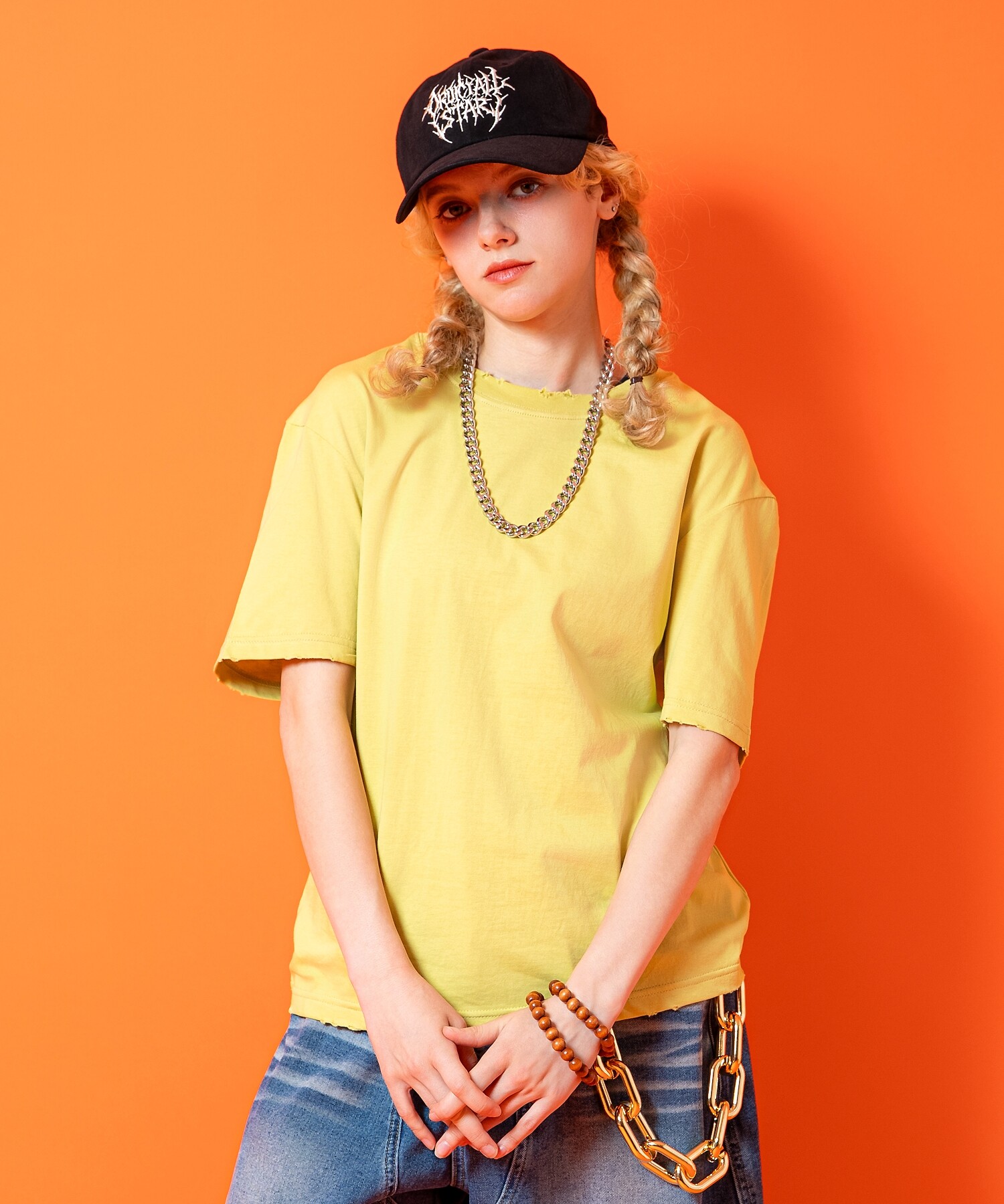 a.p.o.v. クロップド丈ダメージTシャツ