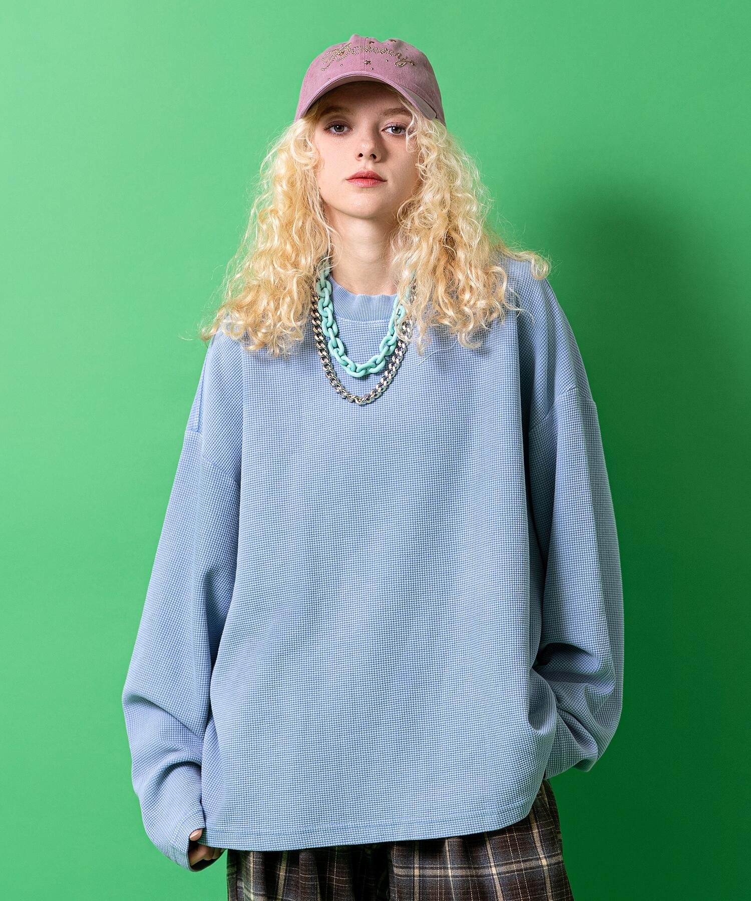 a.p.o.v. クロップド丈ワッフルロングTシャツ
