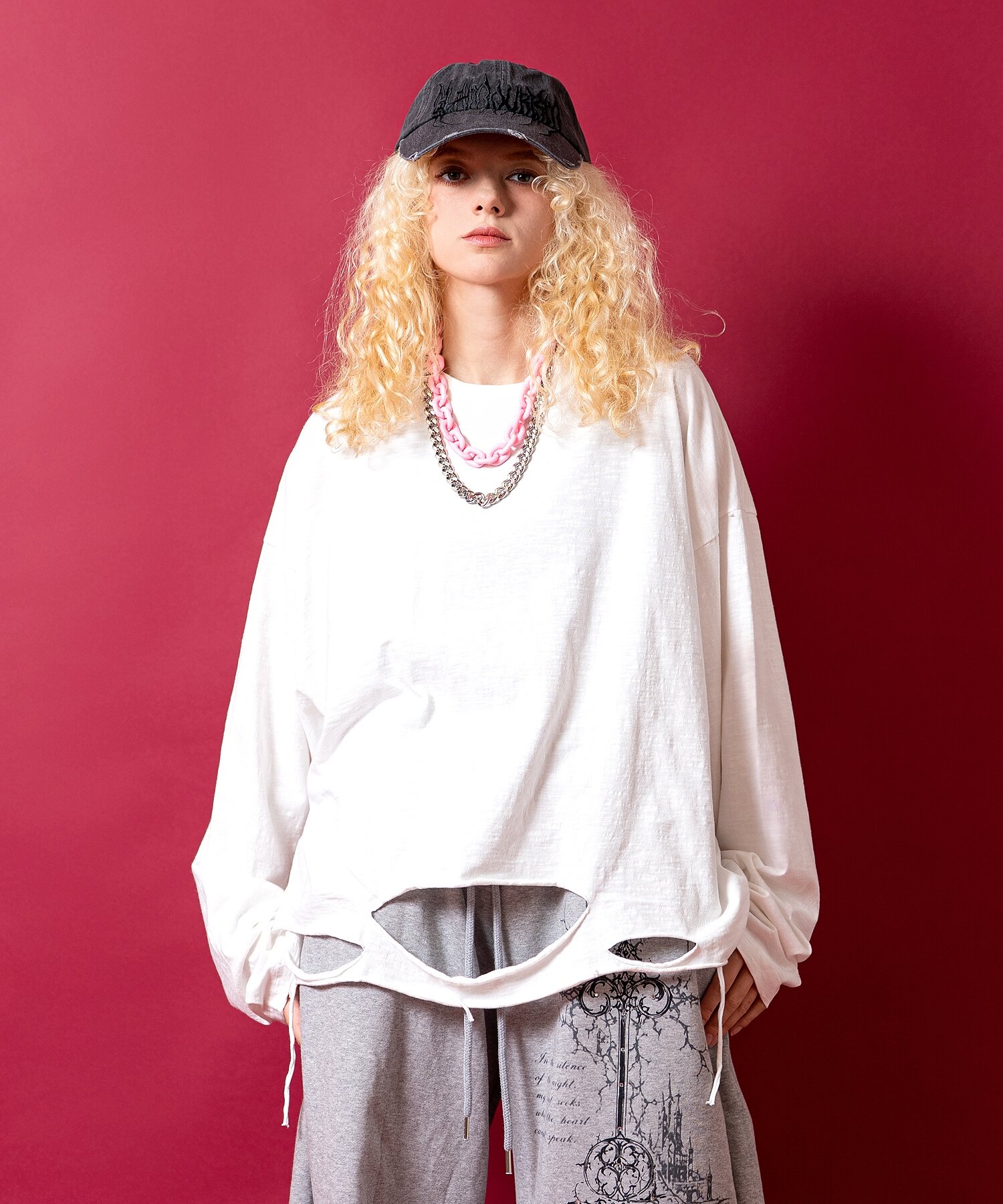 a.p.o.v. オーバーサイズグランジロングTシャツ