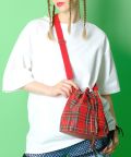 an meets zakka チェック柄バケットショルダーバッグ