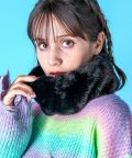 【期間限定 5％OFF】 an meets zakka シャーリングファーネックウォーマー/ブラック